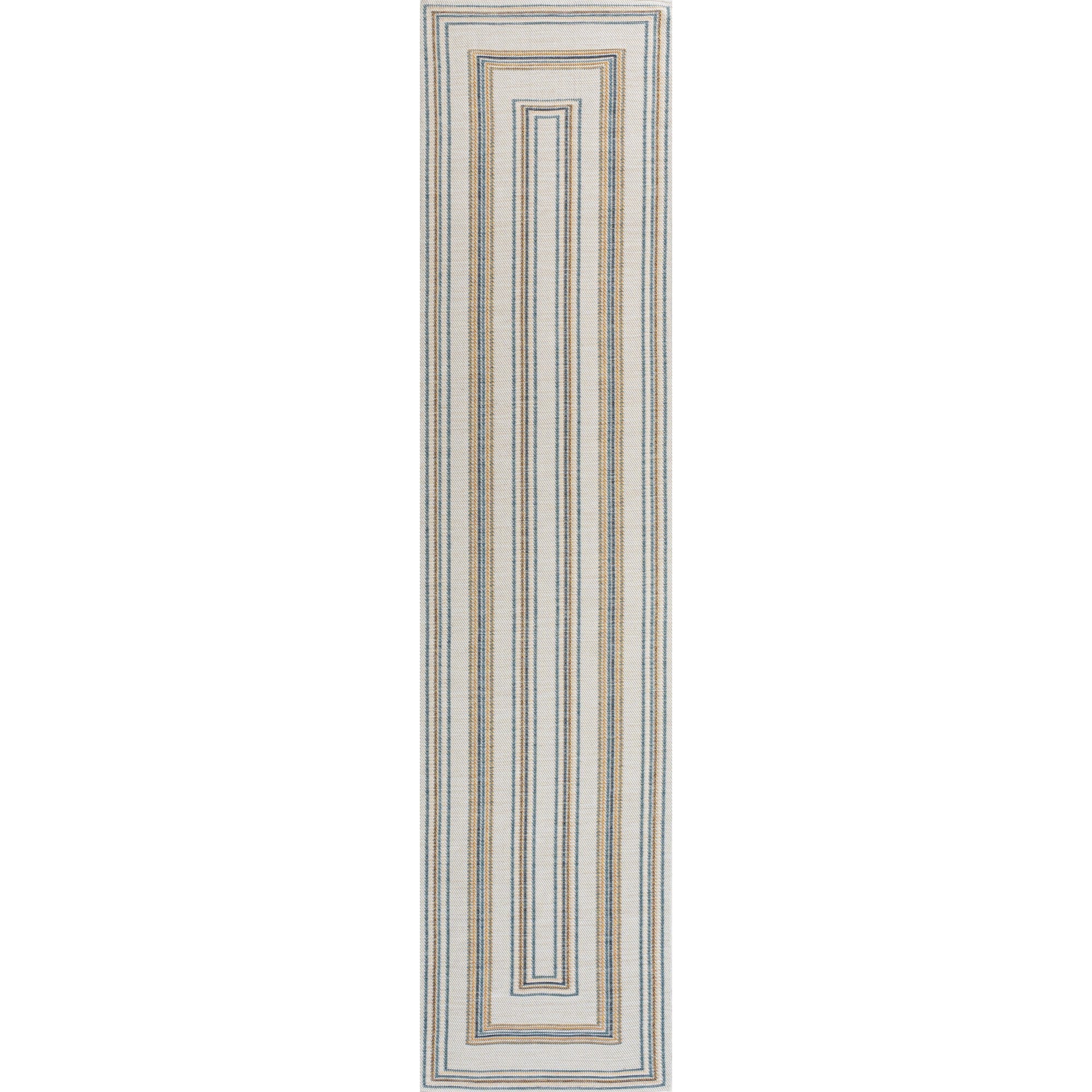 Argo Classic Nautical Mitre Stripe Reversible Machine-Washable Indoor/Outdoor Runner Rug