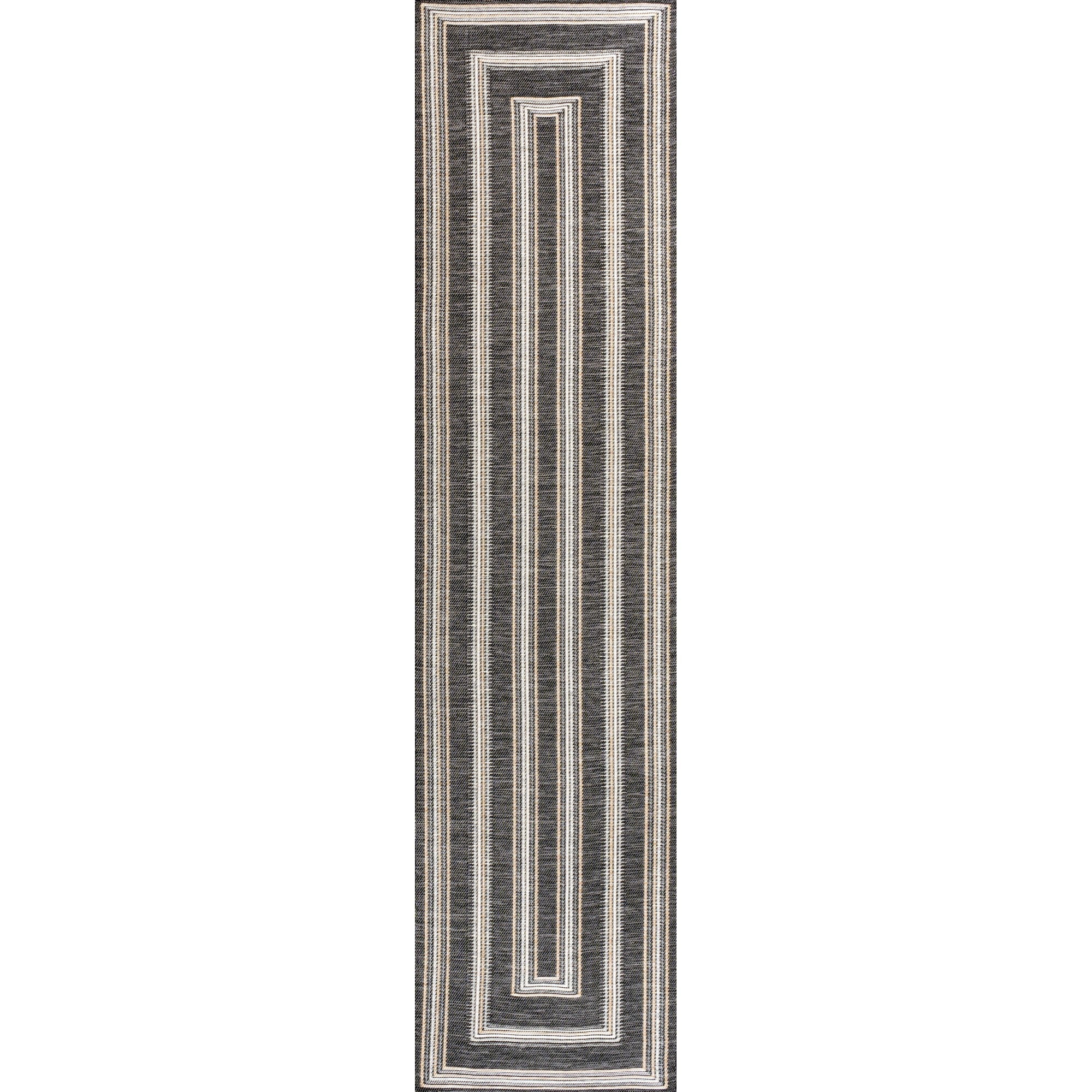 Argo Classic Nautical Mitre Stripe Reversible Machine-Washable Indoor/Outdoor Runner Rug