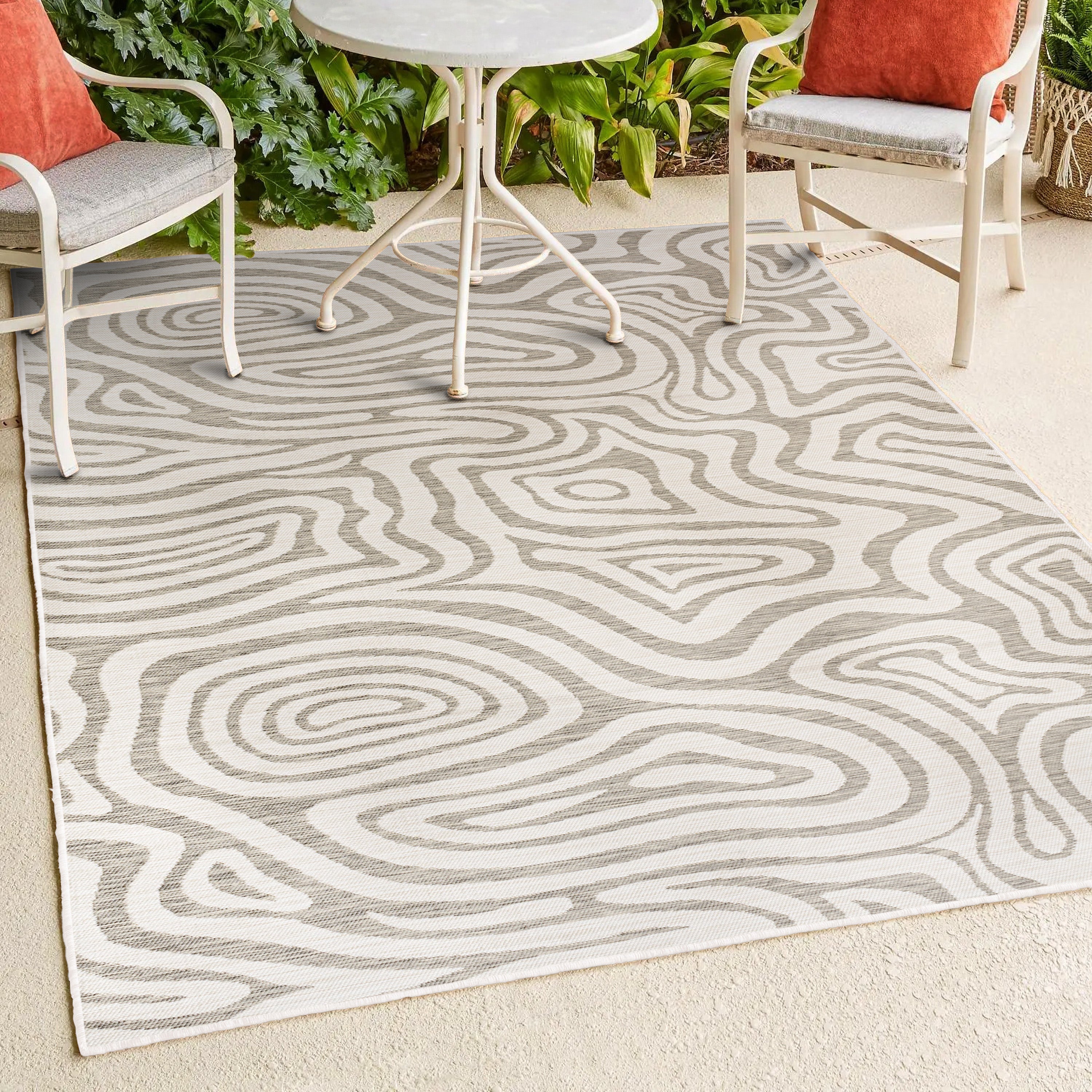 Eryx Modern Bohemian Abstract Organic Reversible Machine-Washable Indoor/Outdoor Area Rug