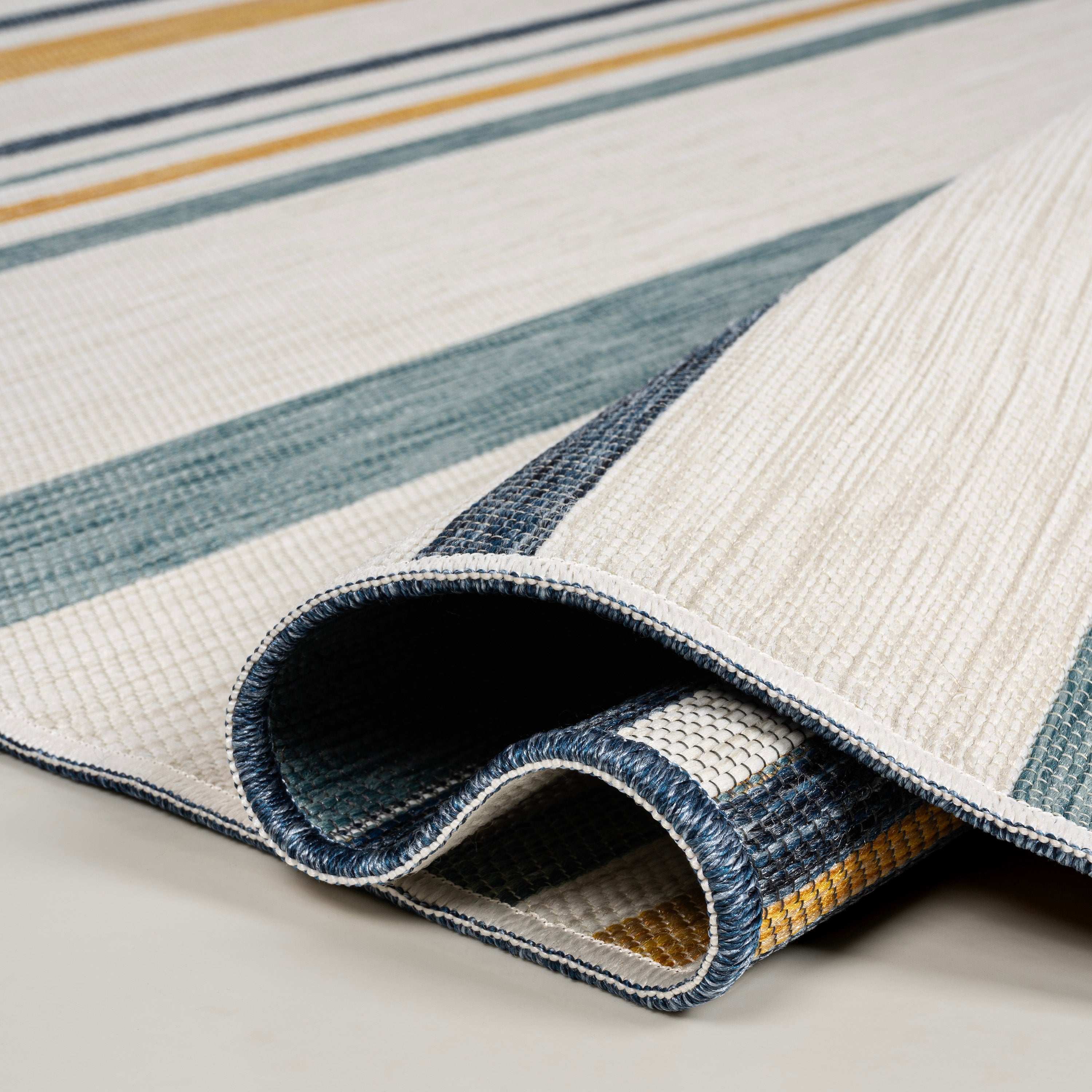 Janus Classic Coastal Ticking Stripe Reversible Machine-Washable Indoor/Outdoor Area Rug