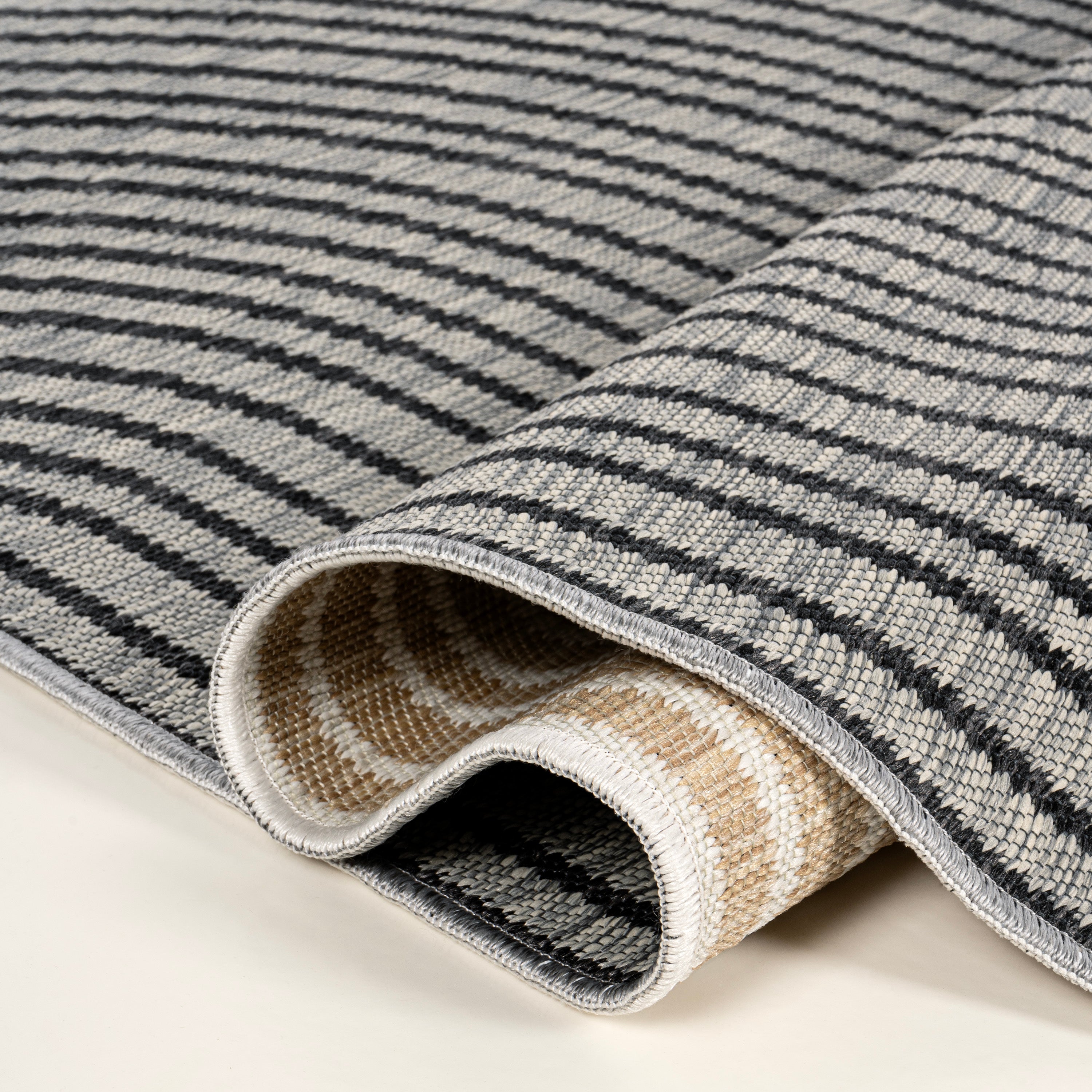 Zephyr Mid-Century Modern Arch Stripe Reversible Machine-Washable Indoor/Outdoor Area Rug