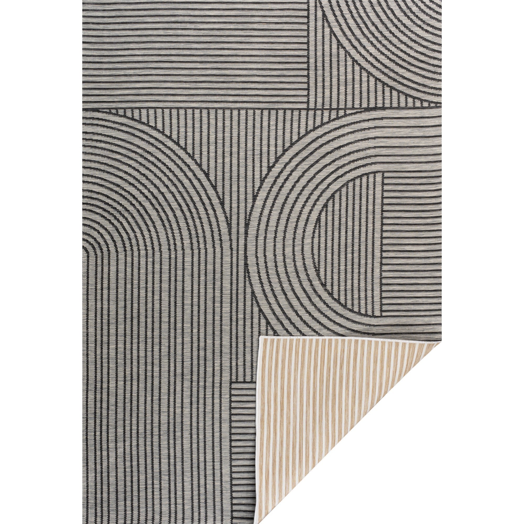 Zephyr Mid-Century Modern Arch Stripe Reversible Machine-Washable Indoor/Outdoor Area Rug