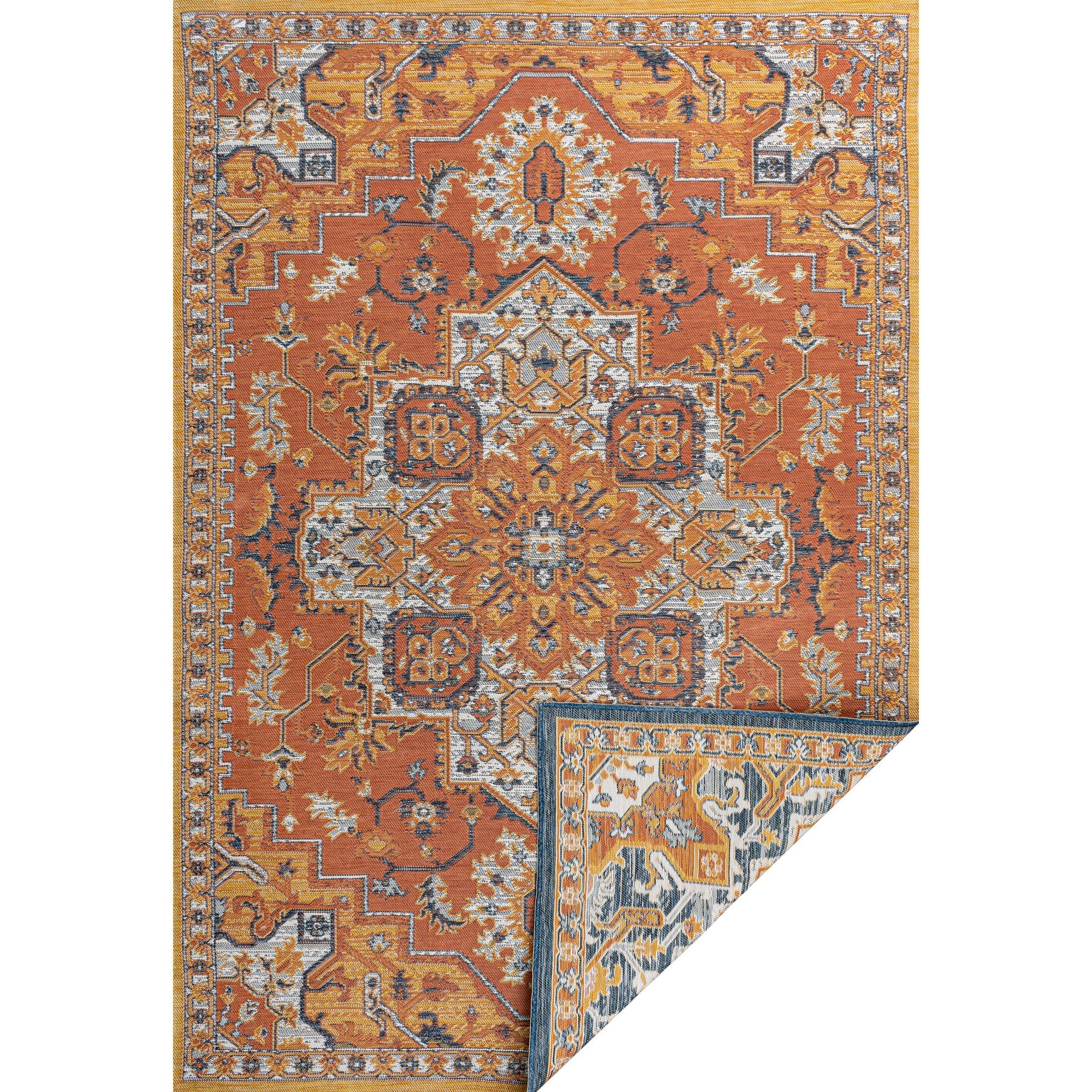 Bijan Traditional Vintage Medallion Reversible Machine-Washable Indoor/Outdoor Area Rug