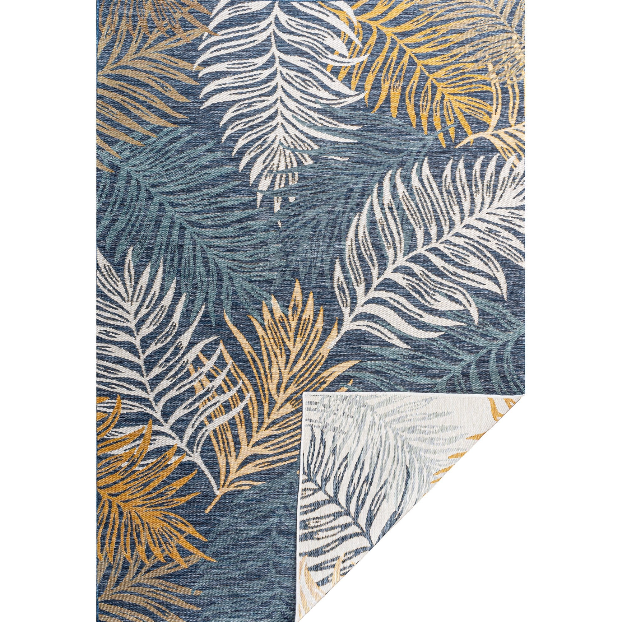 Calypso Coastal Casual Palm Frond Reversible Machine-Washable Indoor/Outdoor Area Rug