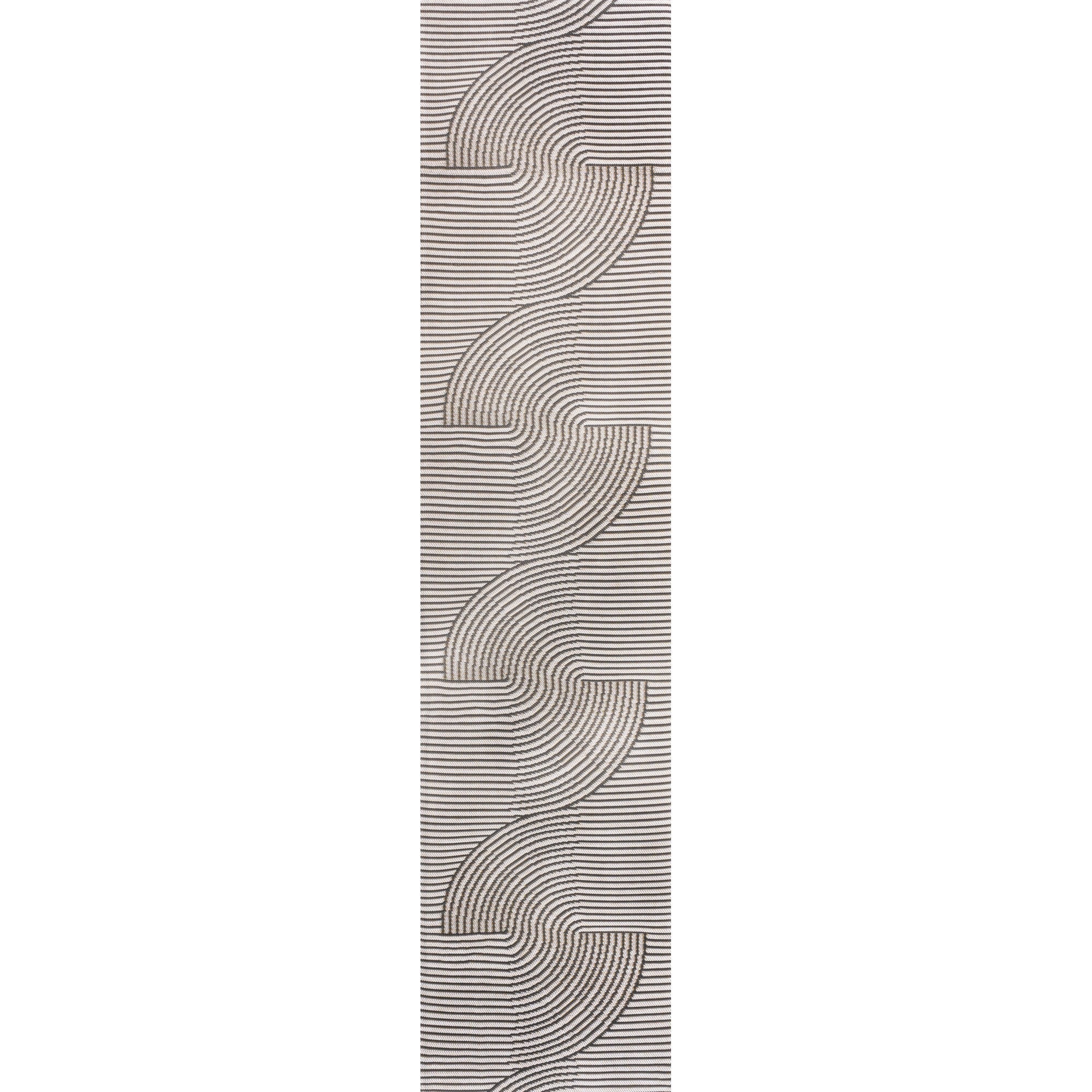 Arielle Mid-Century Modern Curve Stripe Reversible Machine-Washable Indoor/Outdoor Runner Rug