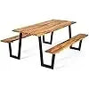Modern Picnic Table Bench Set with Umbrella Hole