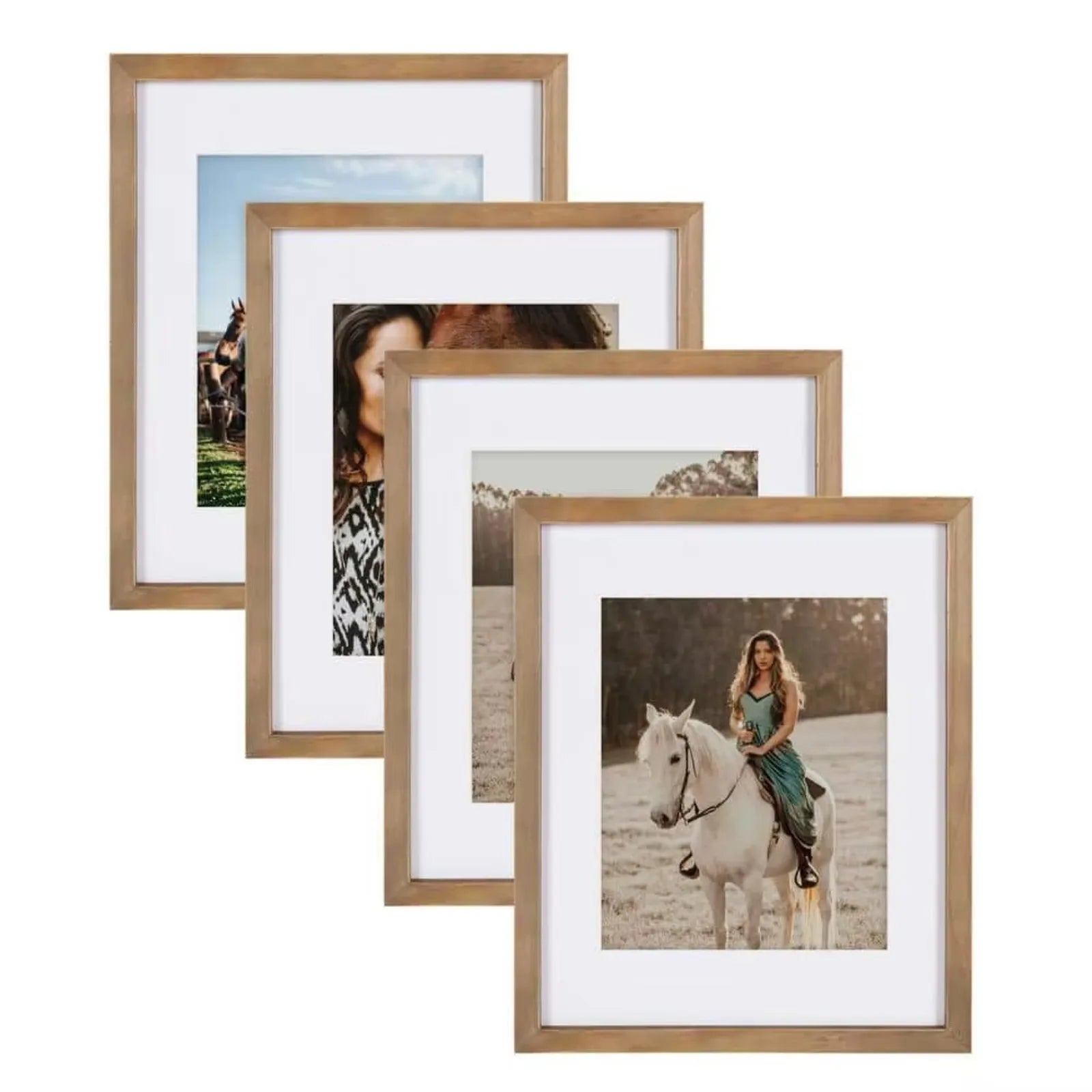 11 x 14 Matted to 8 x 10 Rustic Brown Picture Frame (Set of 4)