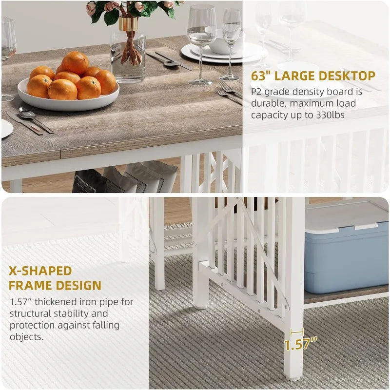 Industrial Rectangular Dining Room Table Set