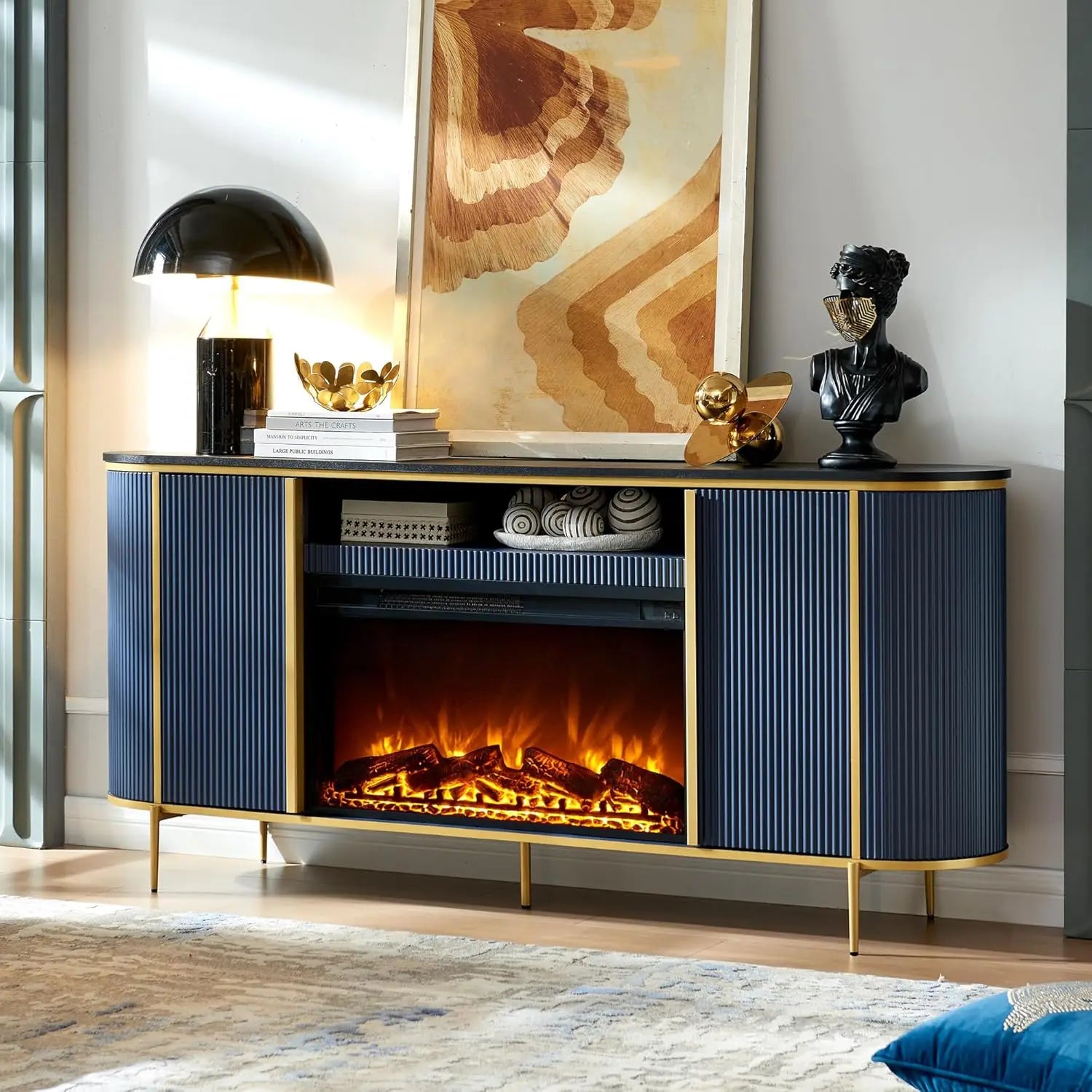 70" Fluted Fireplace TV Stand – Chic & Modern