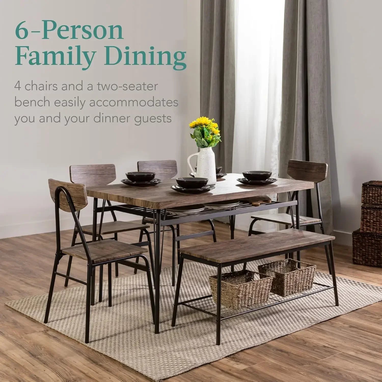 Modern Dining Set with Storage Racks