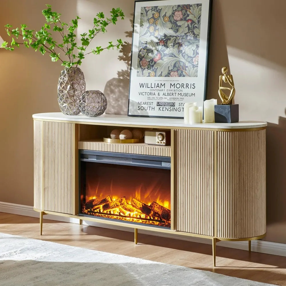 70" Fluted Fireplace TV Stand – Chic & Modern