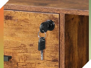 Rustic Wood Filing Cabinet with Lock