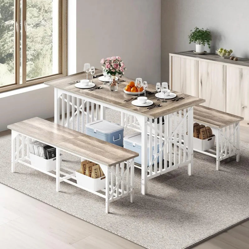 Industrial Rectangular Dining Room Table Set
