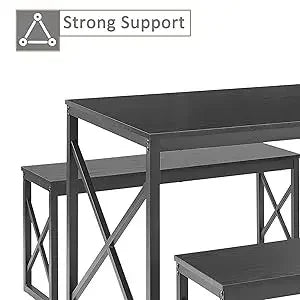 Kitchen Table with 2 Benches, Small Space Dining Set