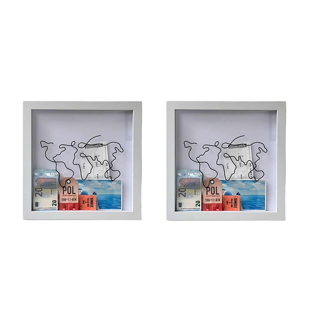 2PCS Adventure Archive Map & Ticket Shadow Boxes
