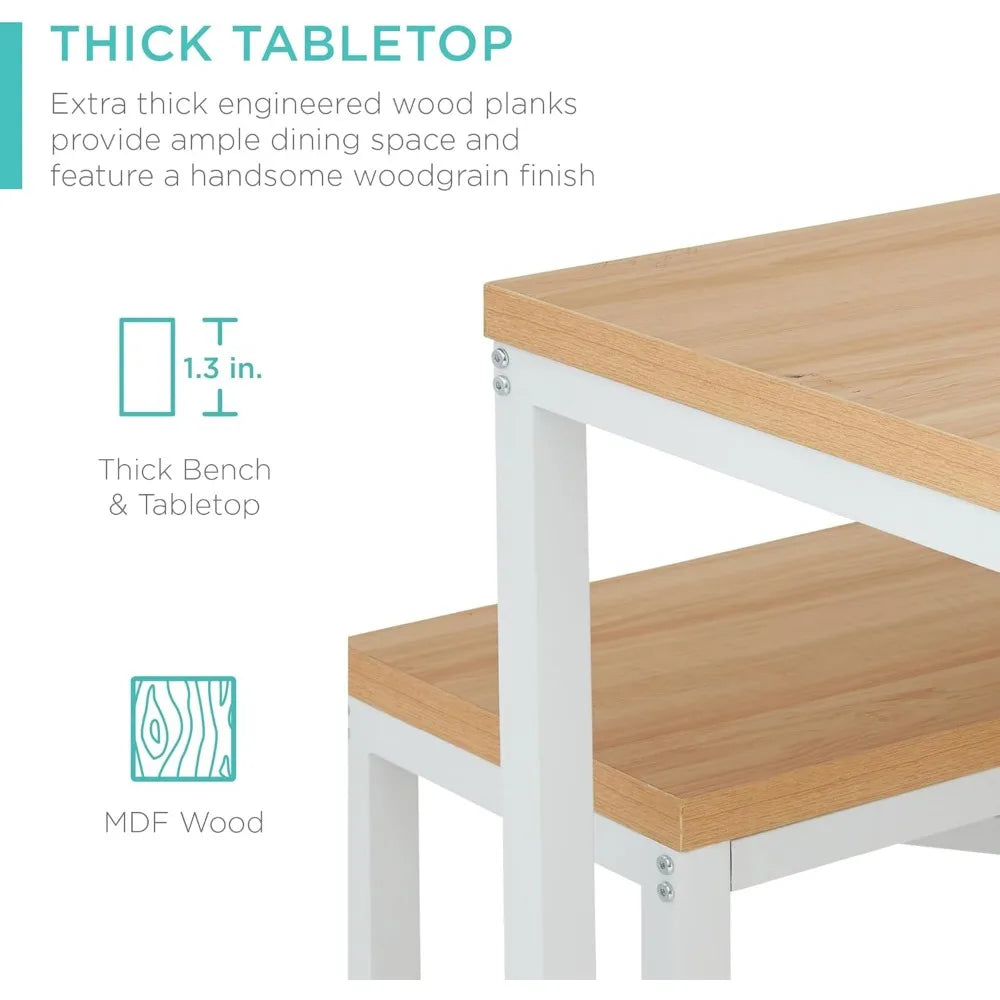 3-Piece Dining Set with Table and 2 Benches