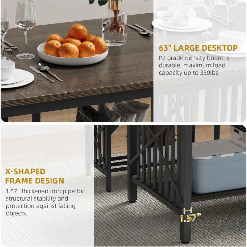 Industrial Rectangular Dining Room Table Set