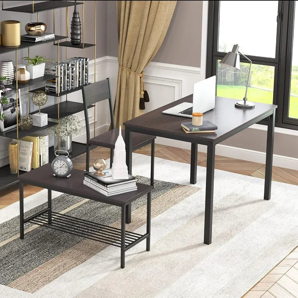 Dining Table Set for 4 with Chairs & Bench, 4-Piece
