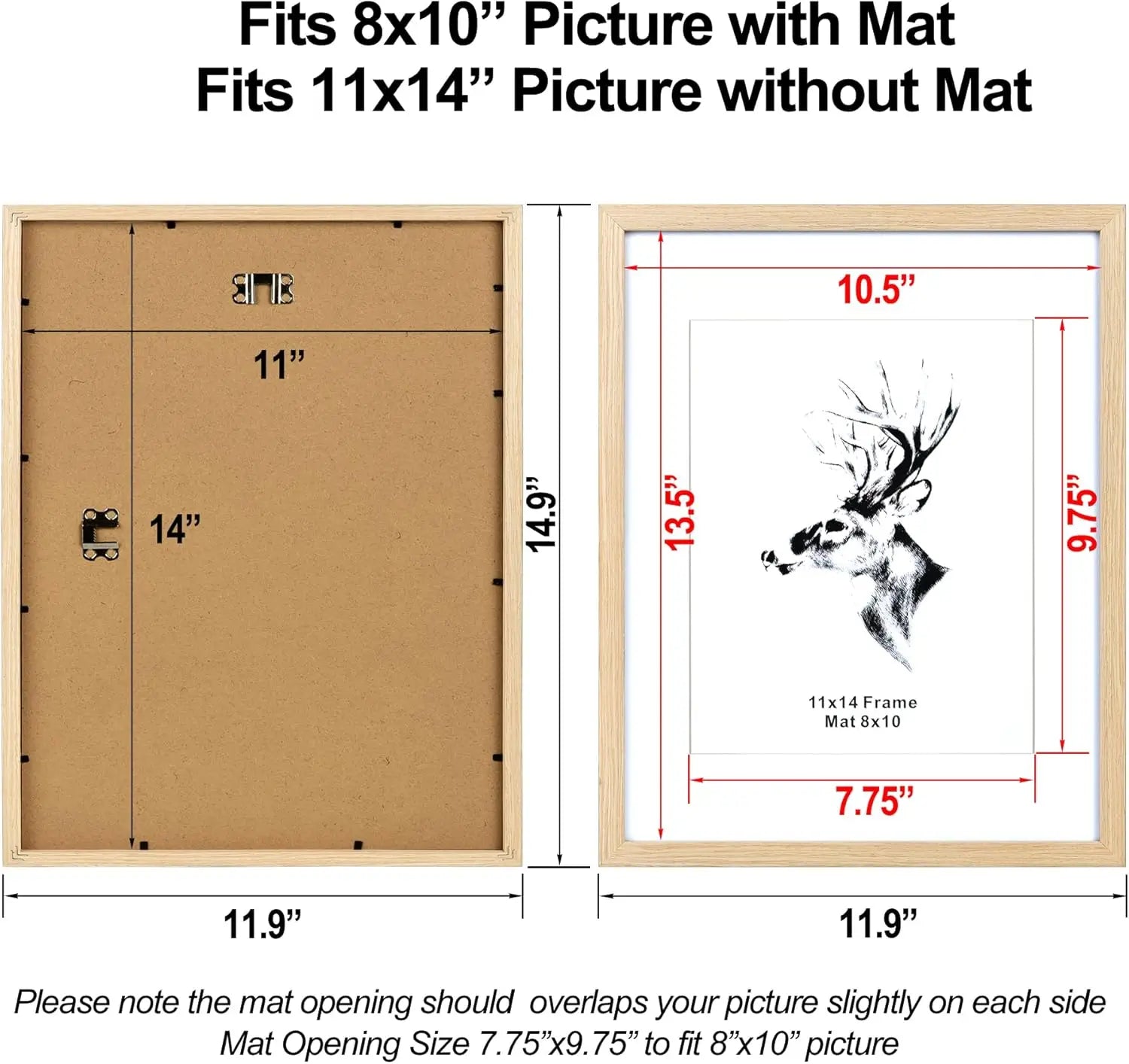 11x14 Picture Frames with Mat for 8x10 - Set of 4