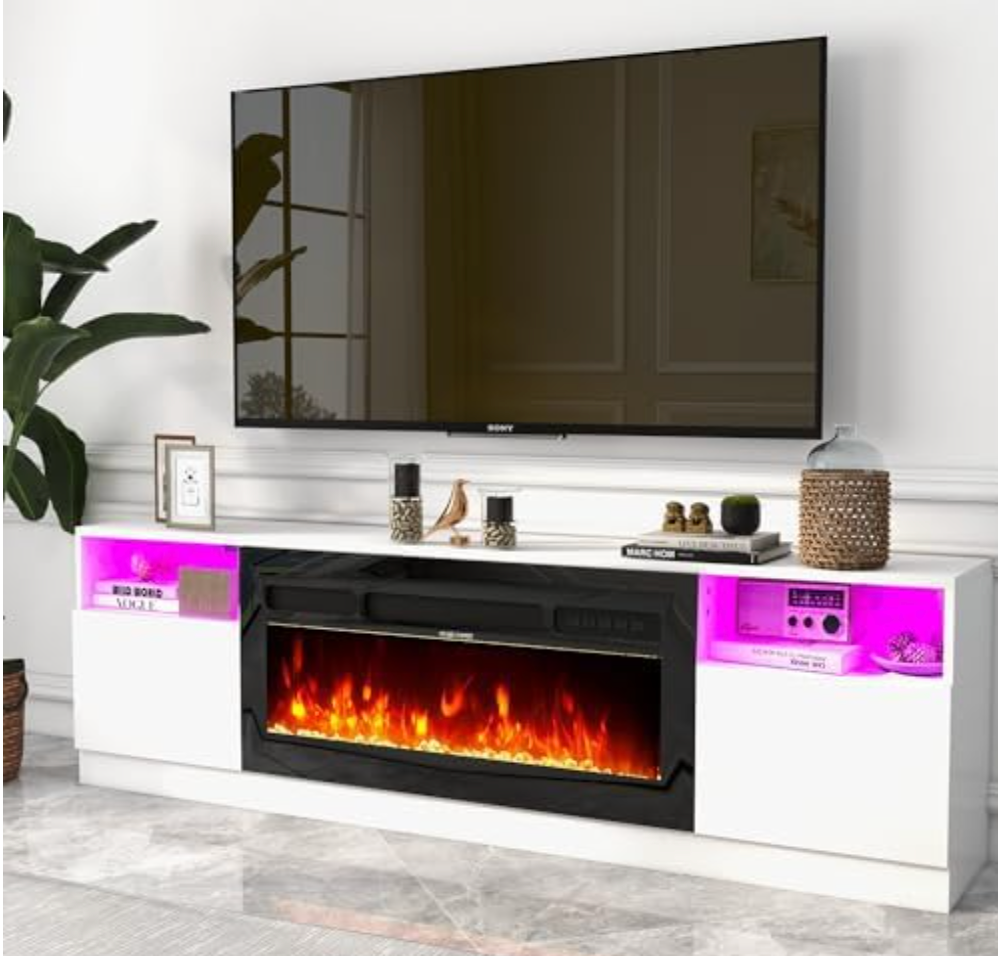 Fireplace TV Stand with 2-IN-1 DESIGN & Multifunctional