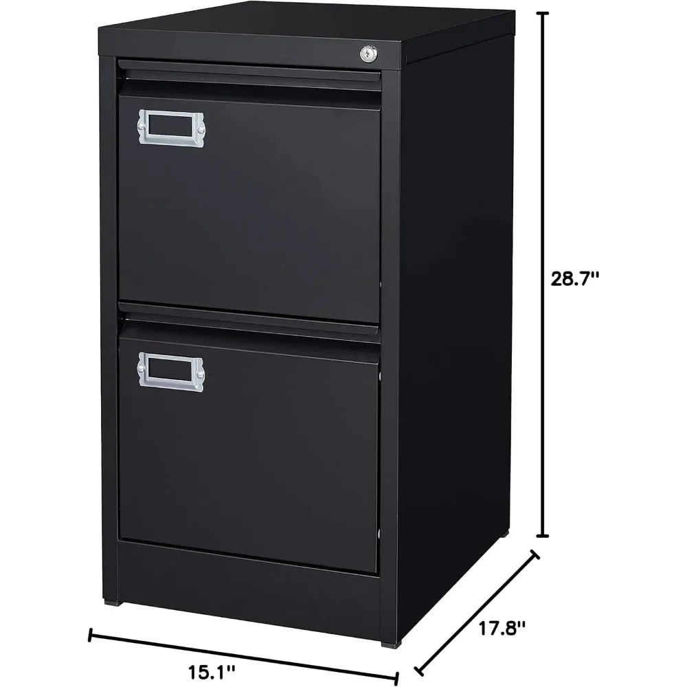 Steel 2-Drawer File Cabinet with Lock