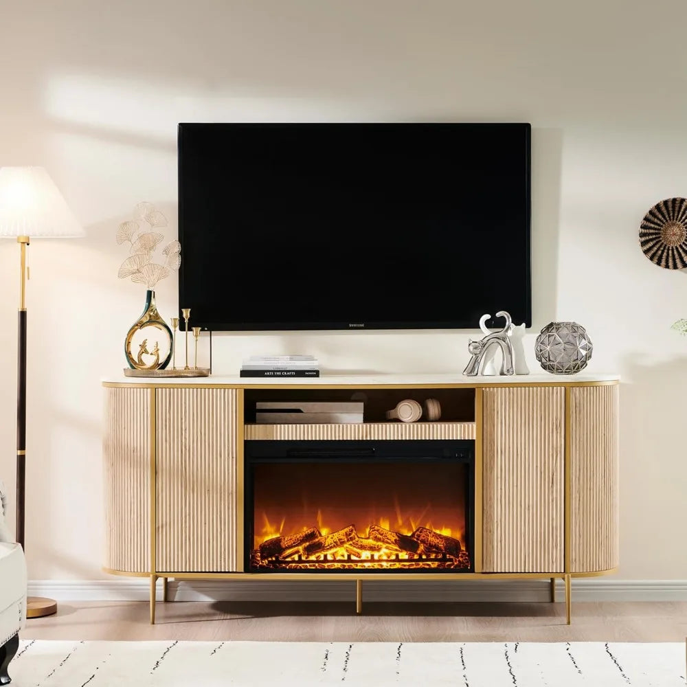 70" Fluted Fireplace TV Stand – Chic & Modern