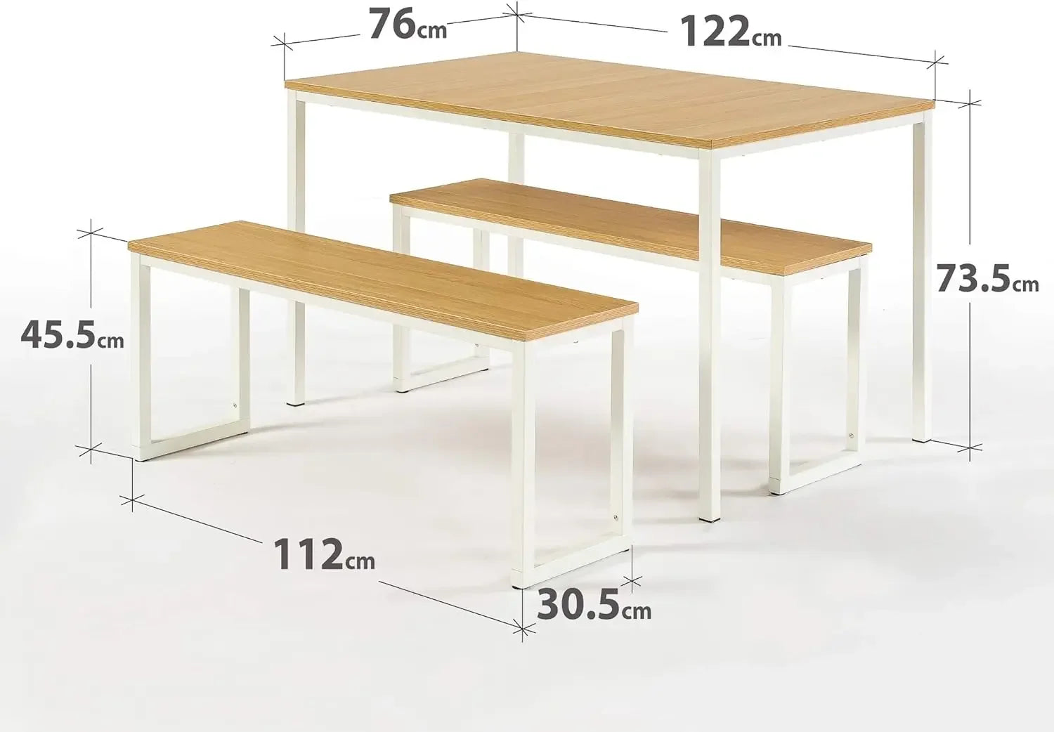 Modern Collection Dining Table with Two Benches