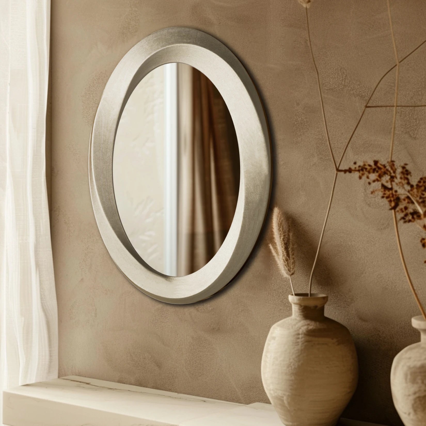 Oval Antique Wavy Mirror