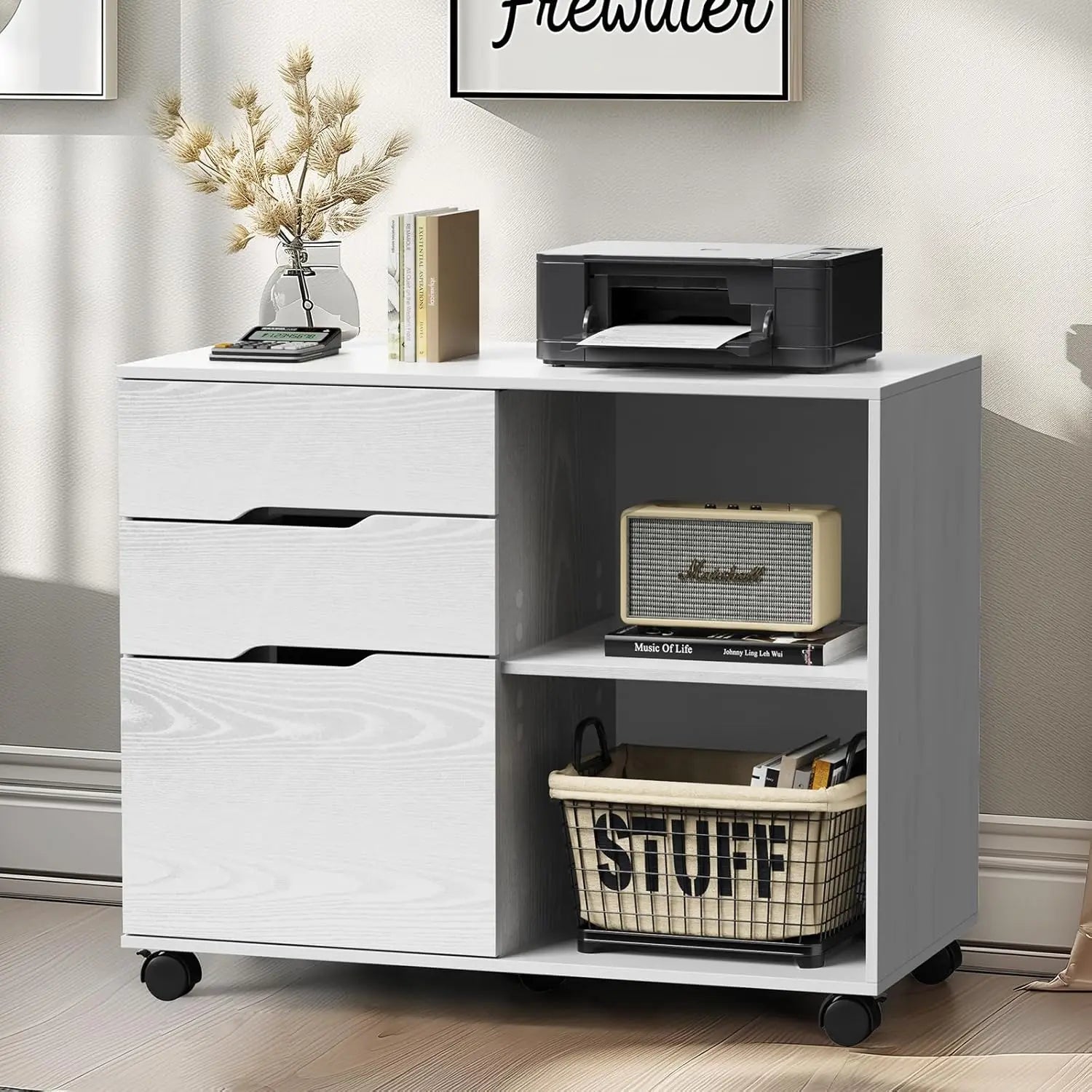 3-Drawer Rolling Filing Cabinet