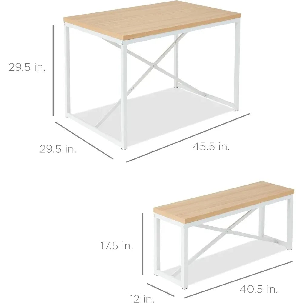 3-Piece Dining Set with Table and 2 Benches