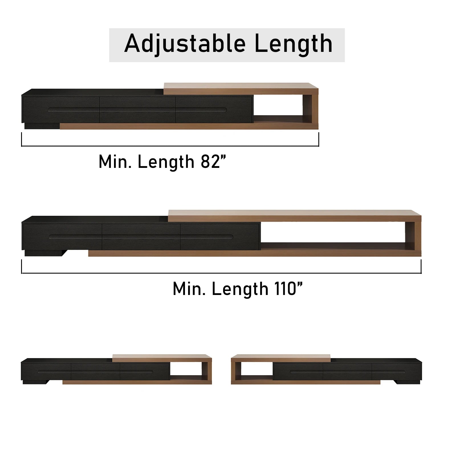 Extendable TV Stand, Wood Media Console