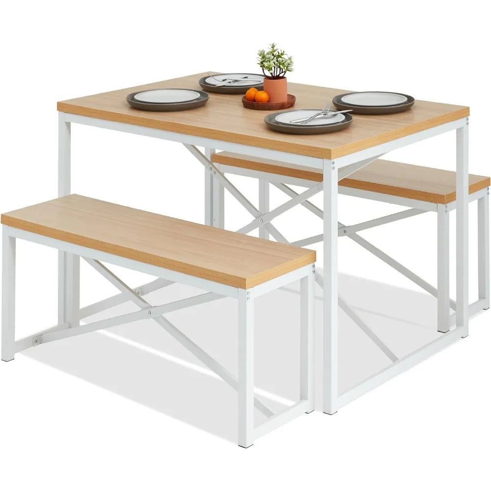 3-Piece Dining Set with Table and 2 Benches