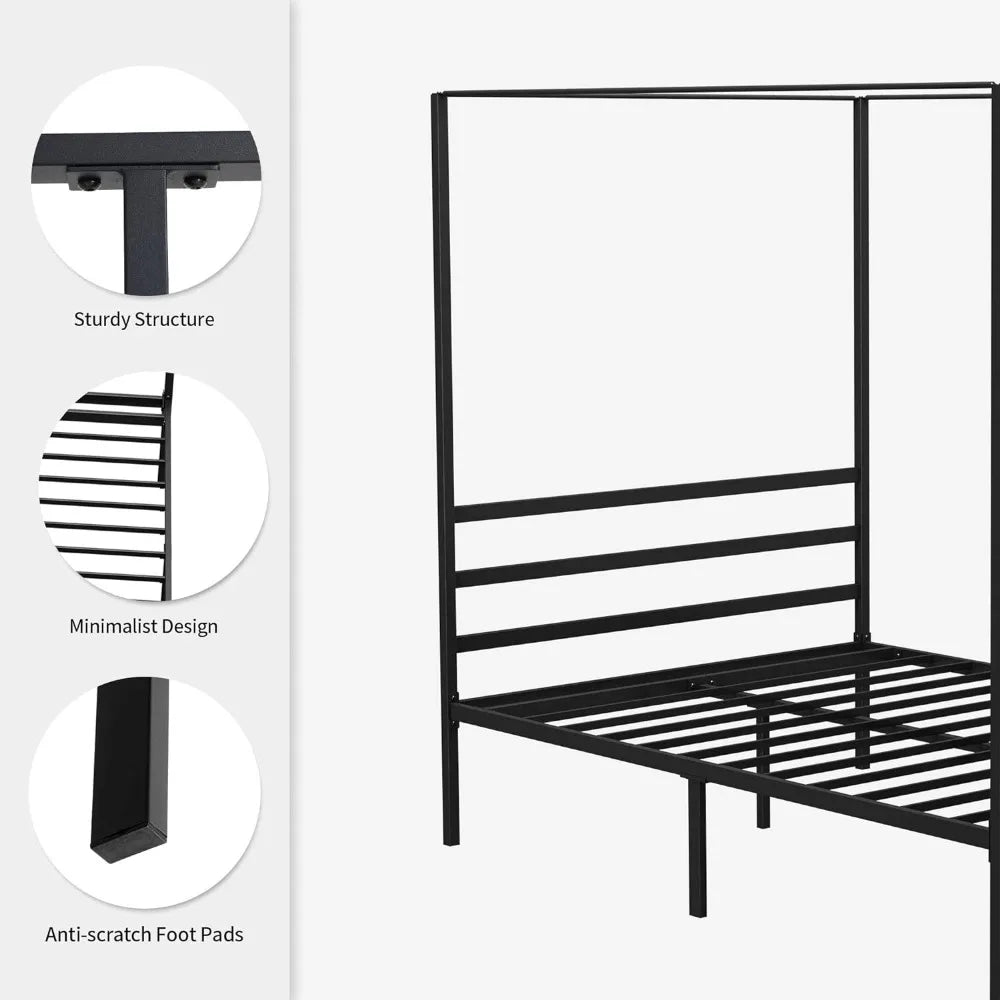 Metal Canopy Bed Frame with Headboard