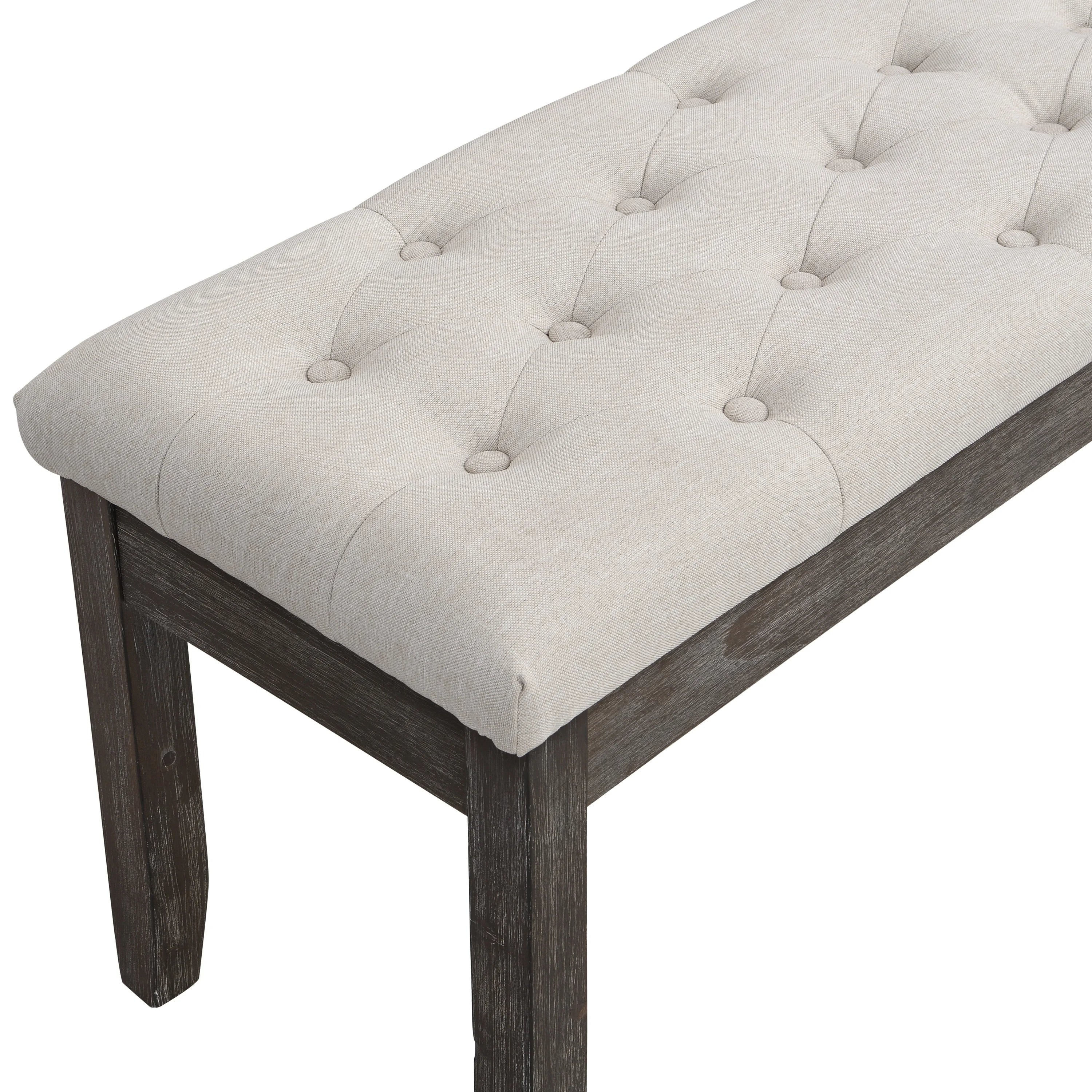 Button Tufted Upholstered Dining Bench & 60" Table Set