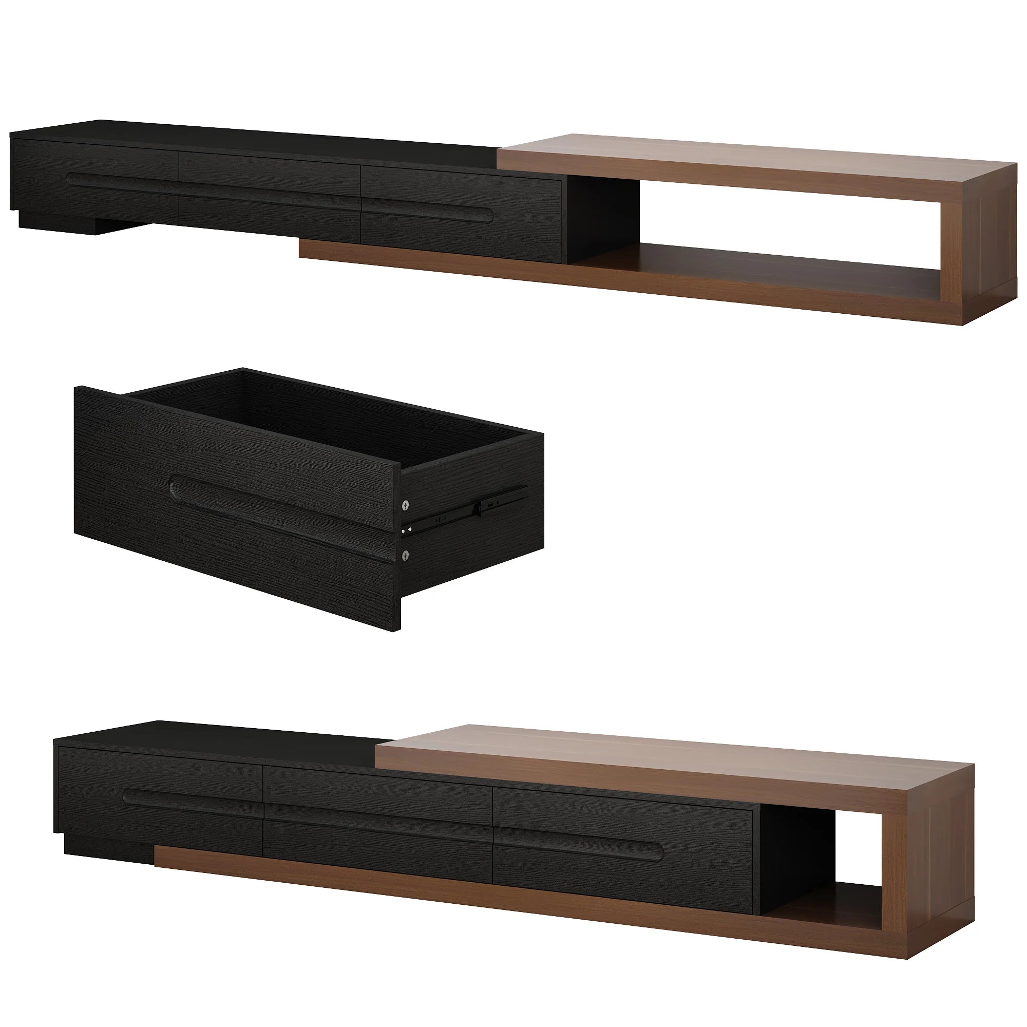 Extendable TV Stand, Wood Media Console