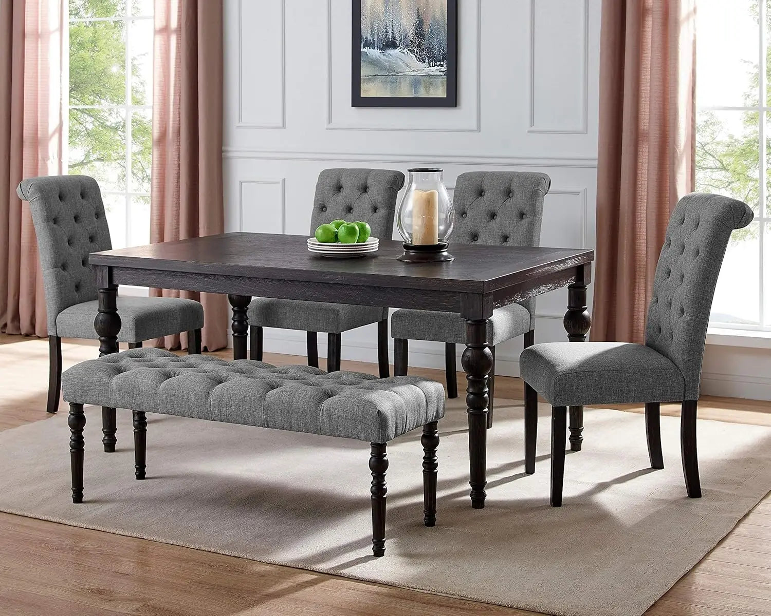 Urban Style Dark Washed Wood Dining Set