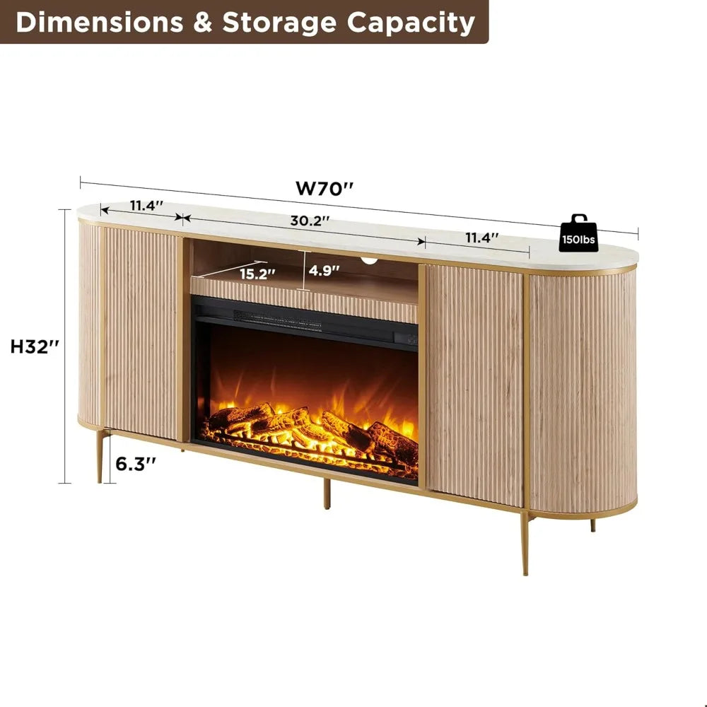 70" Fluted Fireplace TV Stand – Chic & Modern