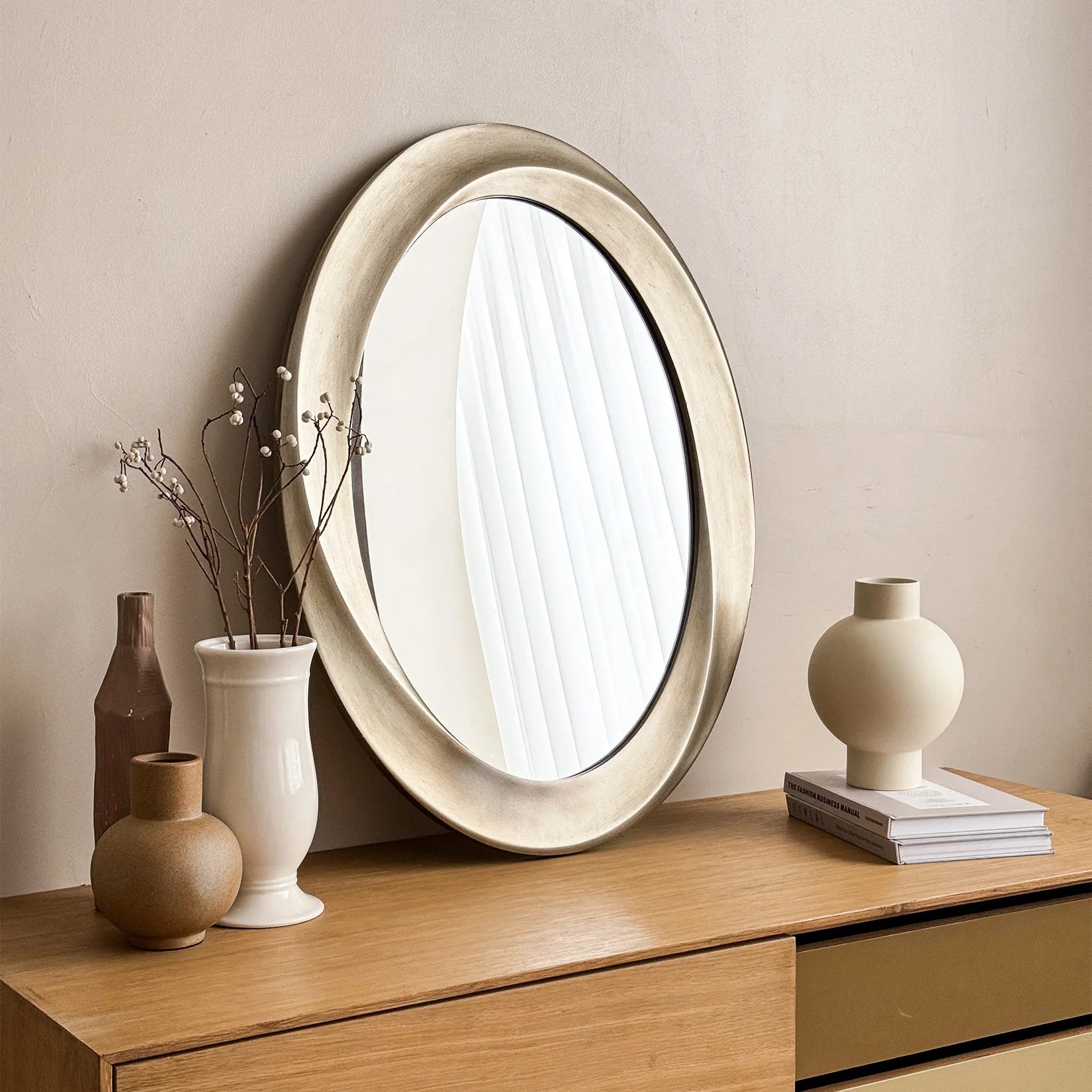 Oval Antique Wavy Mirror