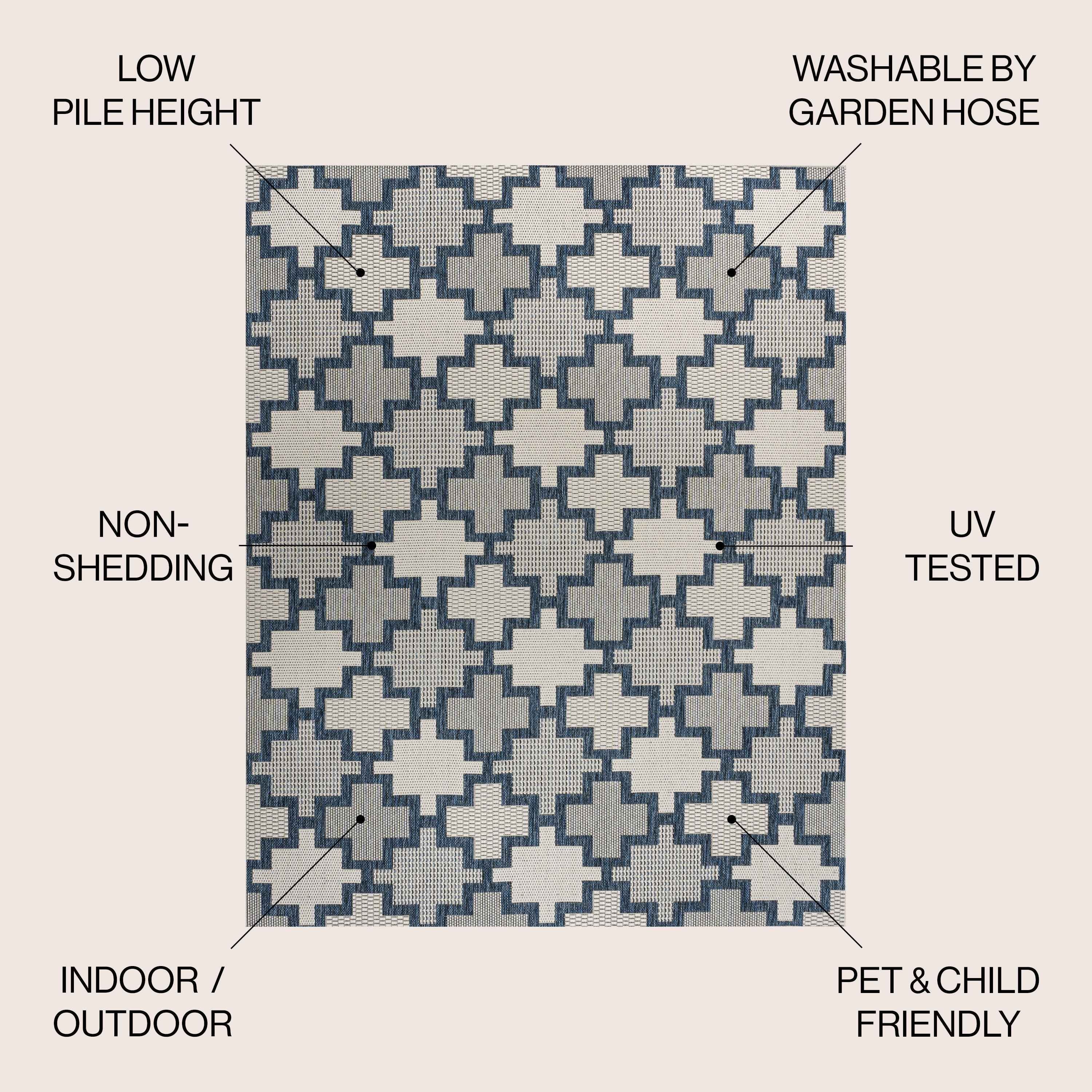 Cyrus Modern Geometric Tile Pattern Indoor/Outdoor Area Rug