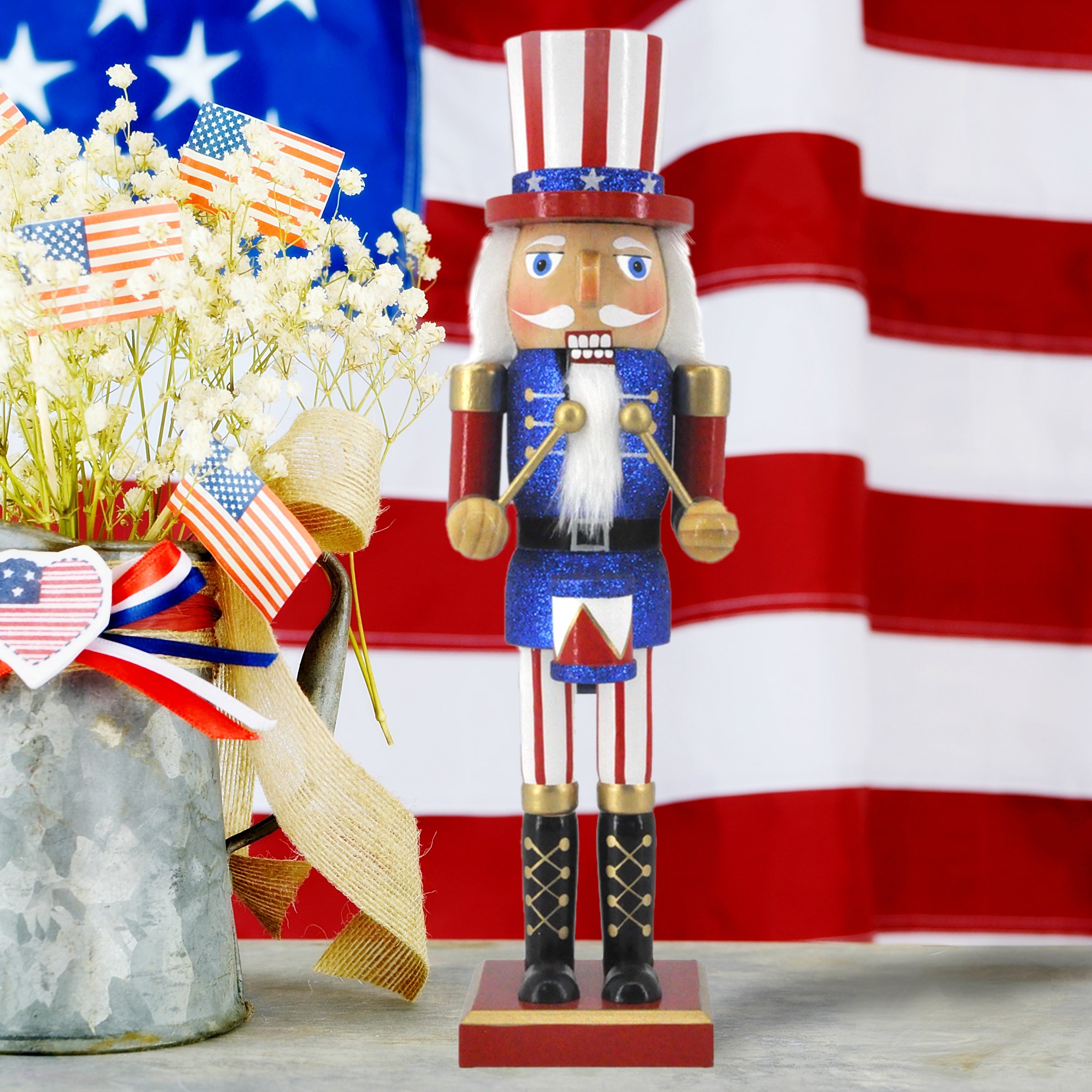 14IN Patriotic Drummer Christmas Nutcracker