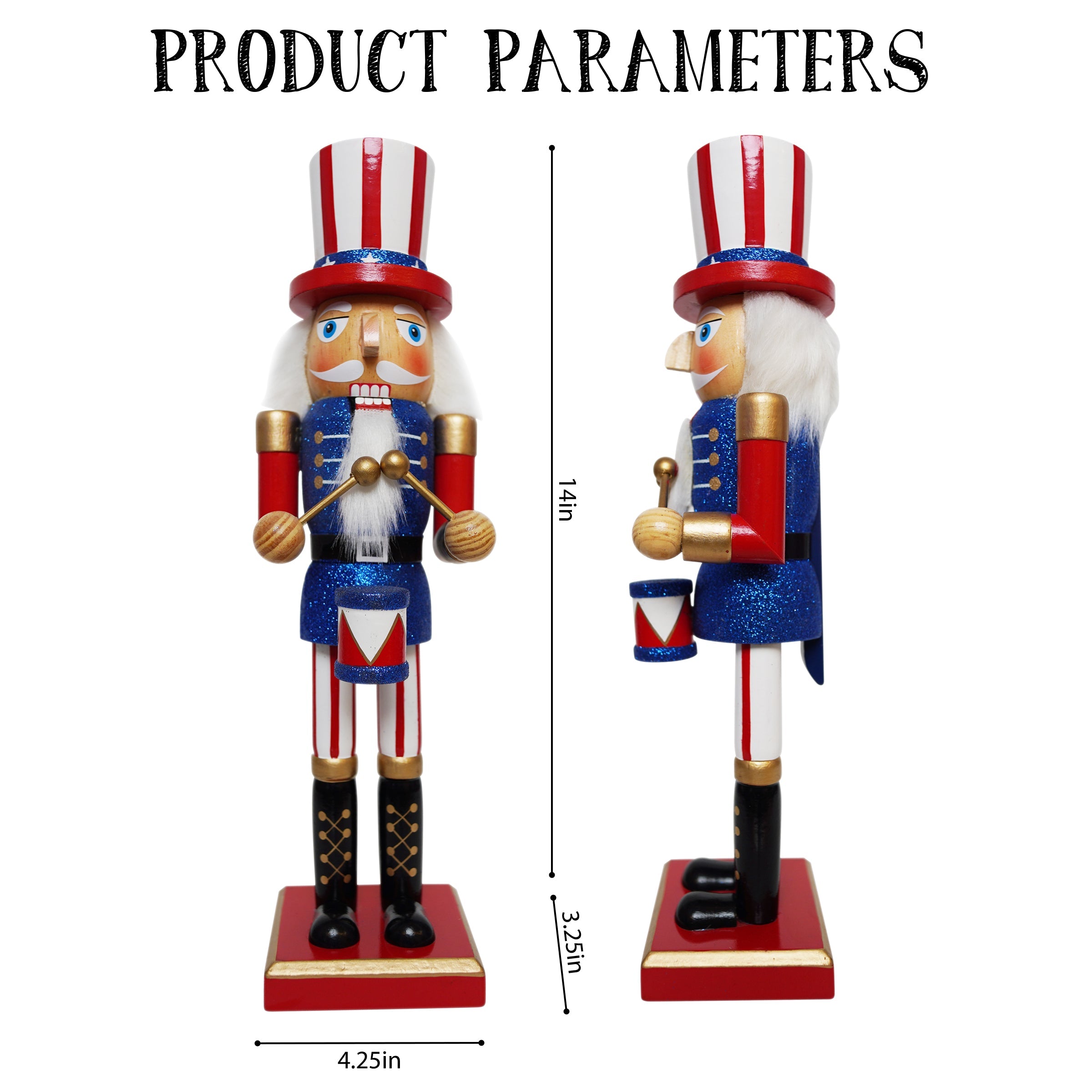 14IN Patriotic Drummer Christmas Nutcracker