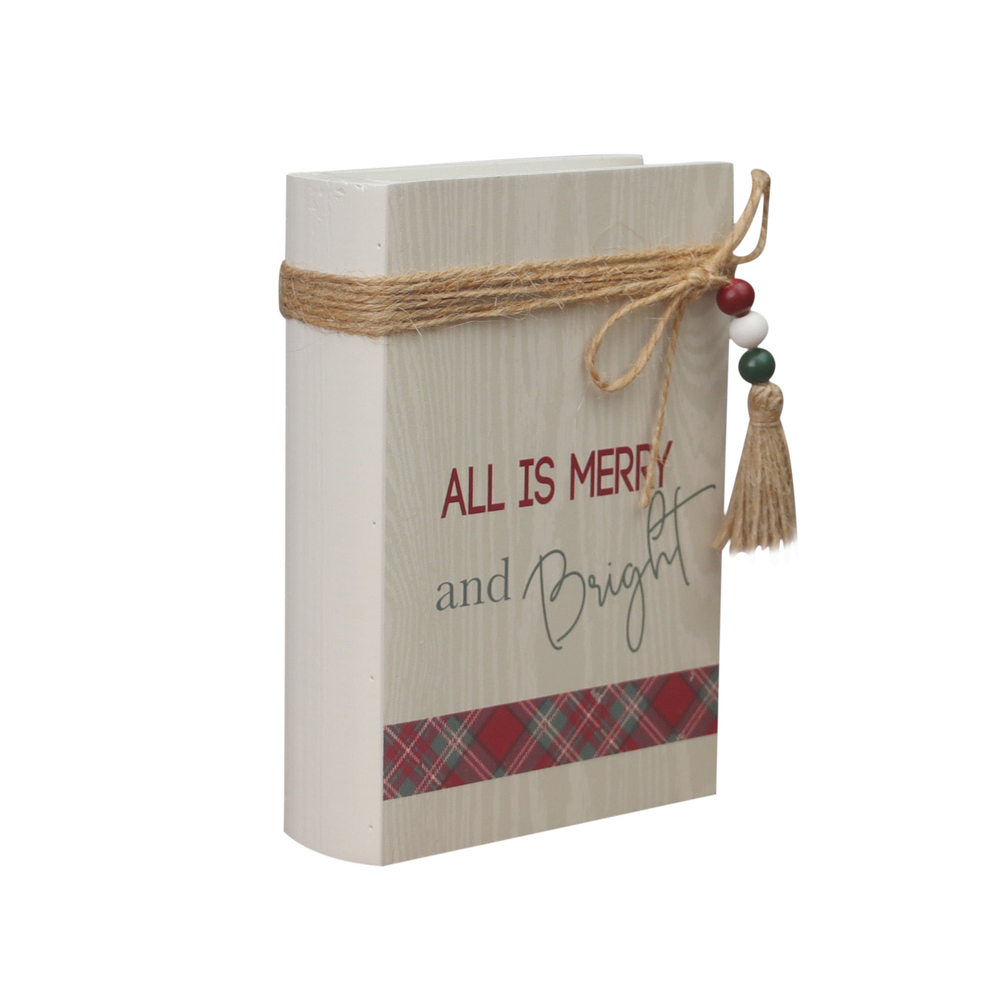 All Is Merry and Bright Christmas Wood Faux Books Decorative Sign