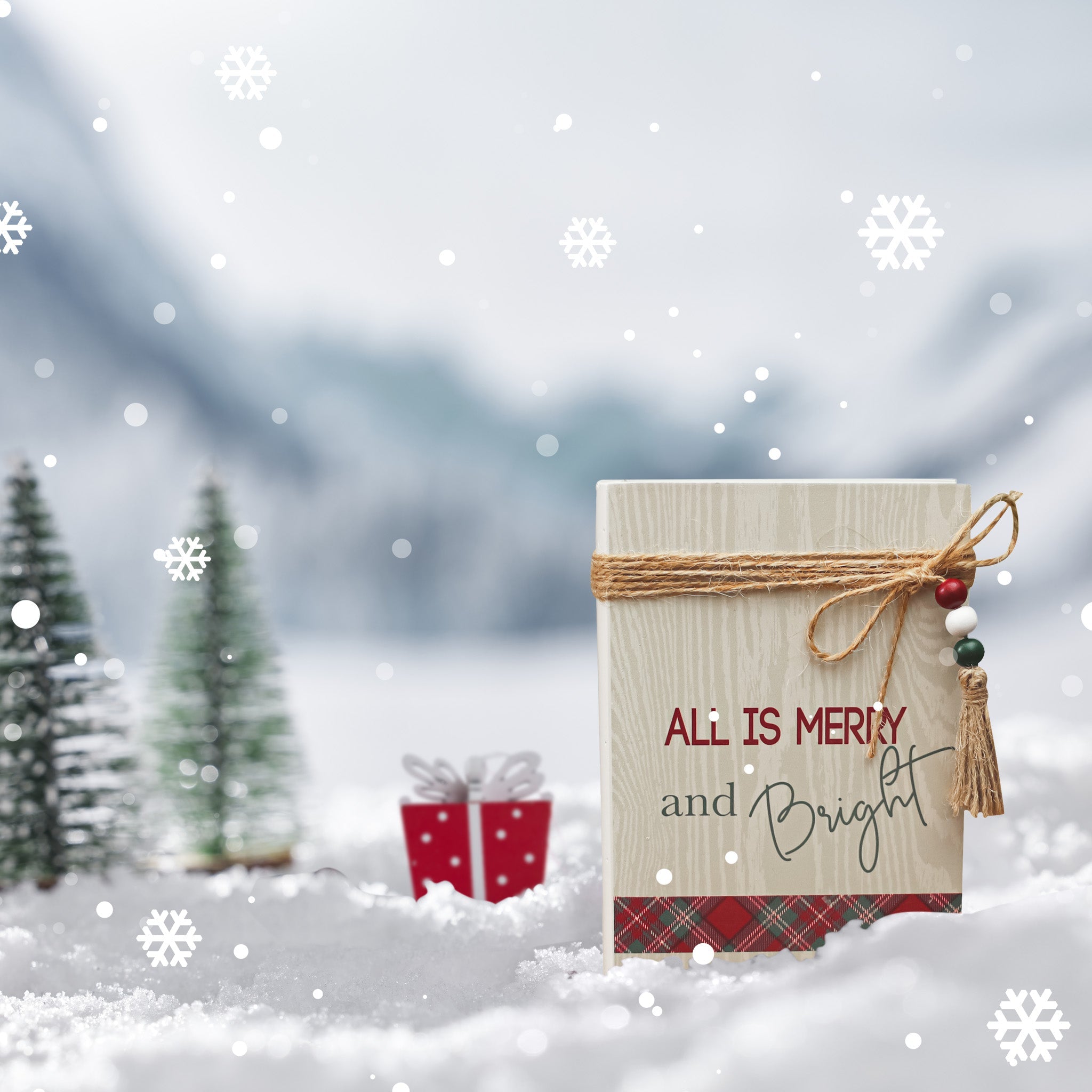 All Is Merry and Bright Christmas Wood Faux Books Decorative Sign