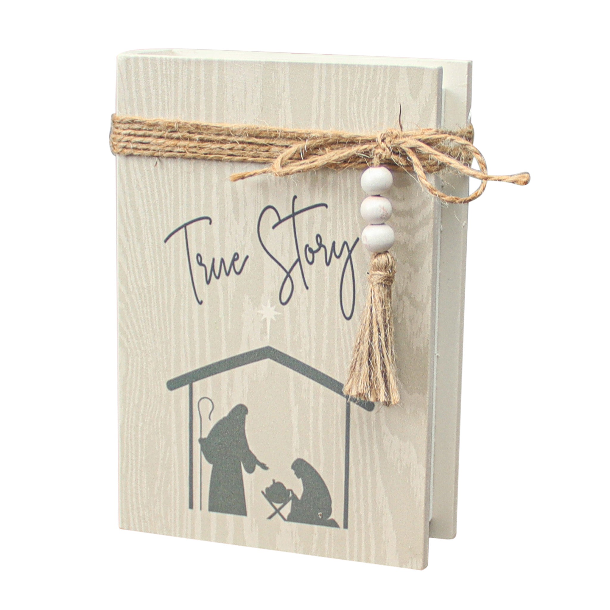 True Story Christmas Wood Faux Books Decorative Sign