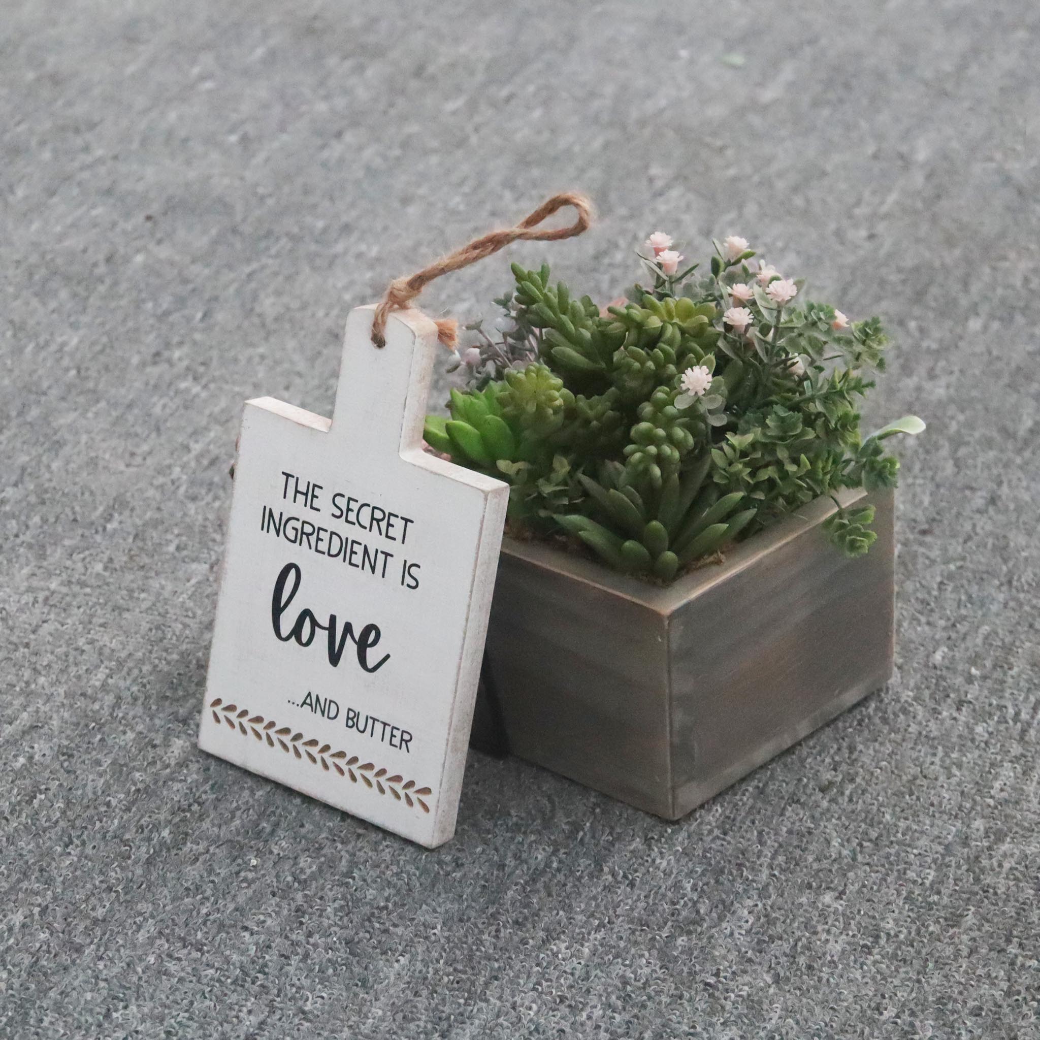 The Secret Ingredient Is Love and Butter Wood Tabletop Sign