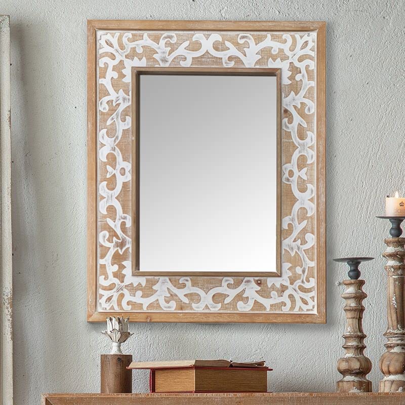 Rectangle Wood Carved Frame Mirror