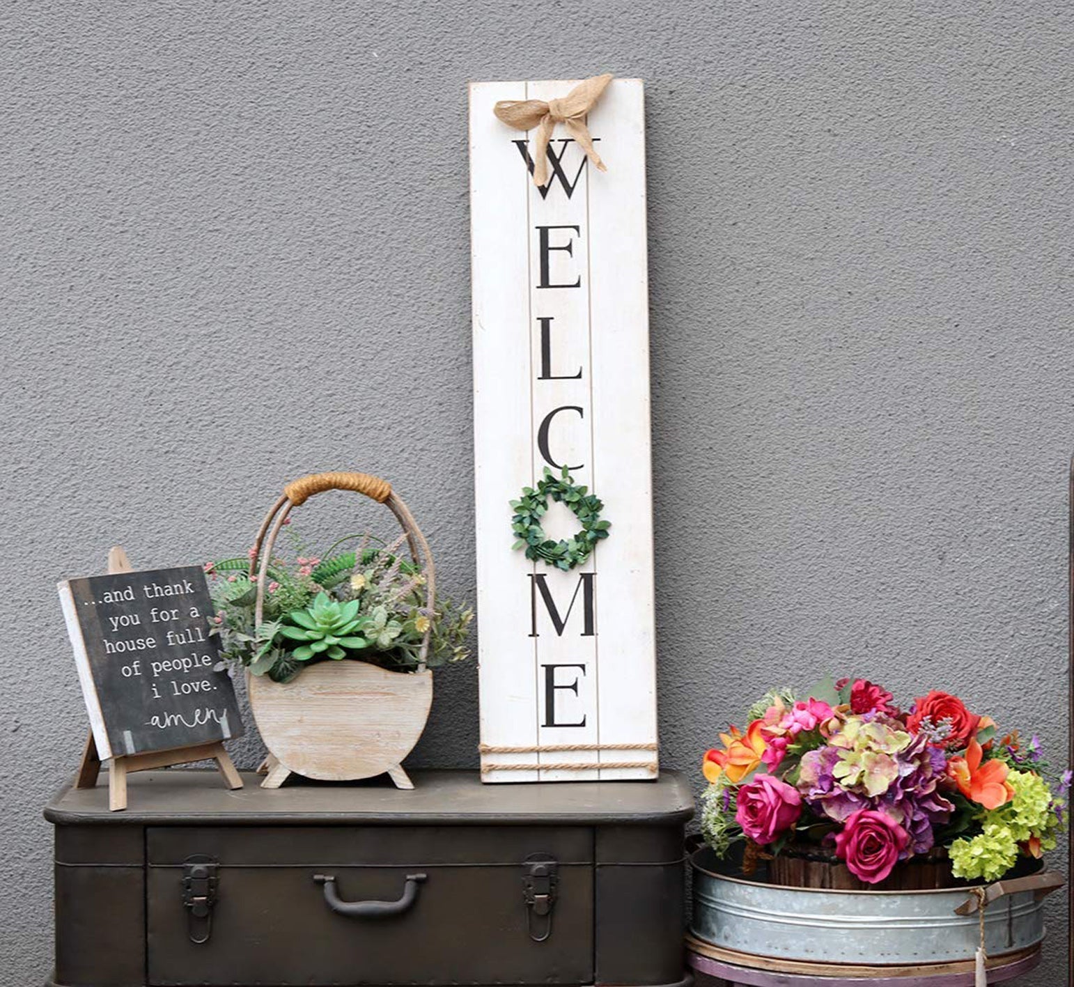 Vertical Wooden Welcome Sign Plaque