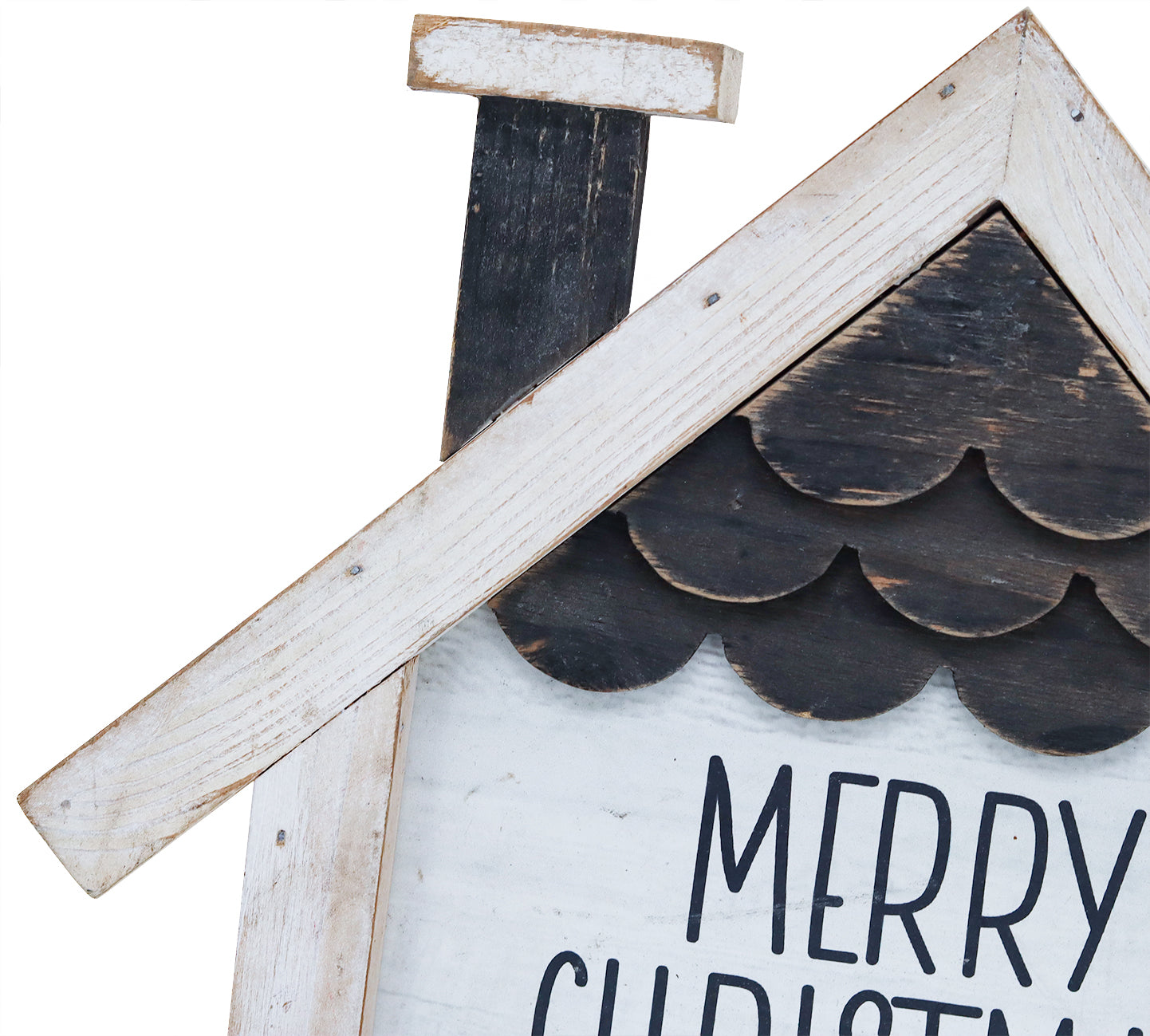 Wooden House Shaped Tabletop Decor with Merry Christmas Sign