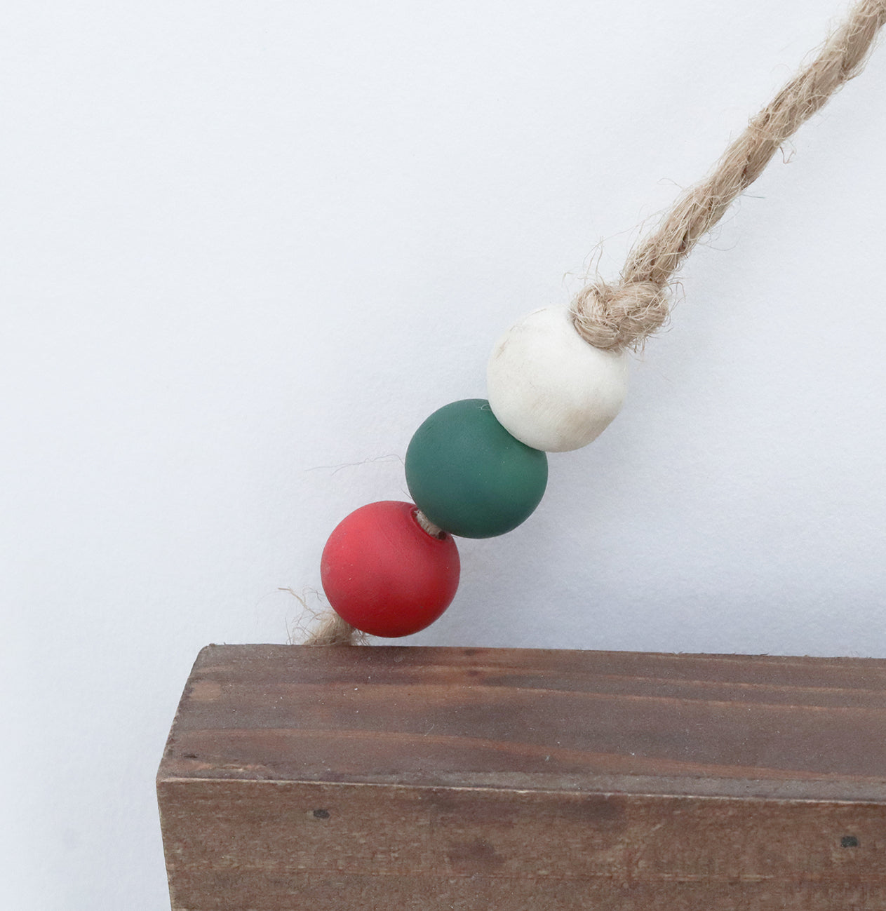 Small Christmas Wall Art Decorated wtih Wooden Beads