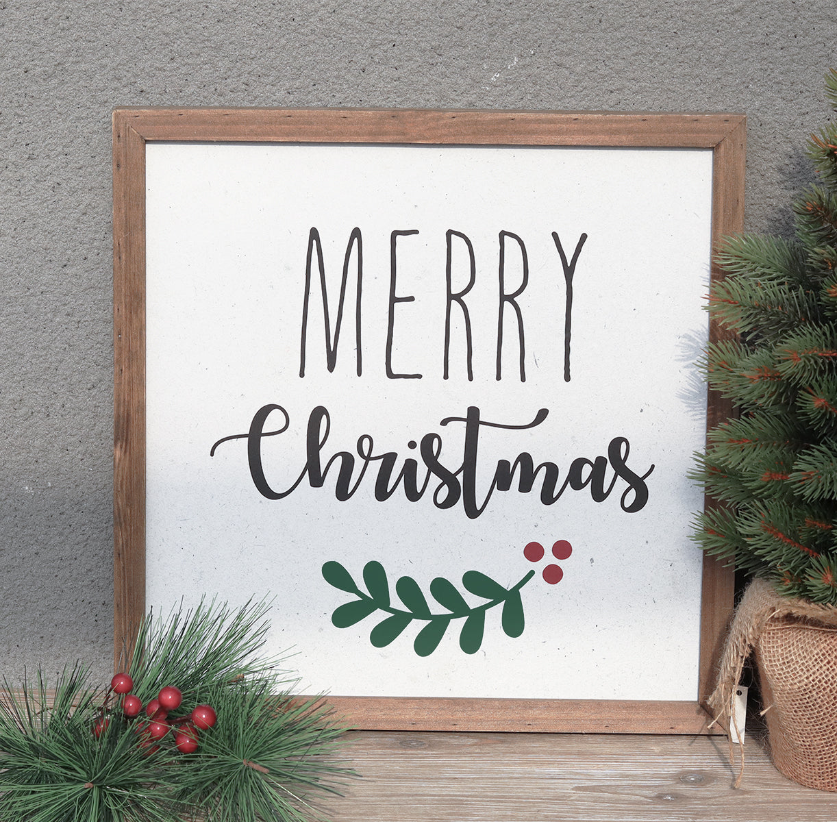 Farmhose Style Christmas Wood Wall Sign - Merry Christmas